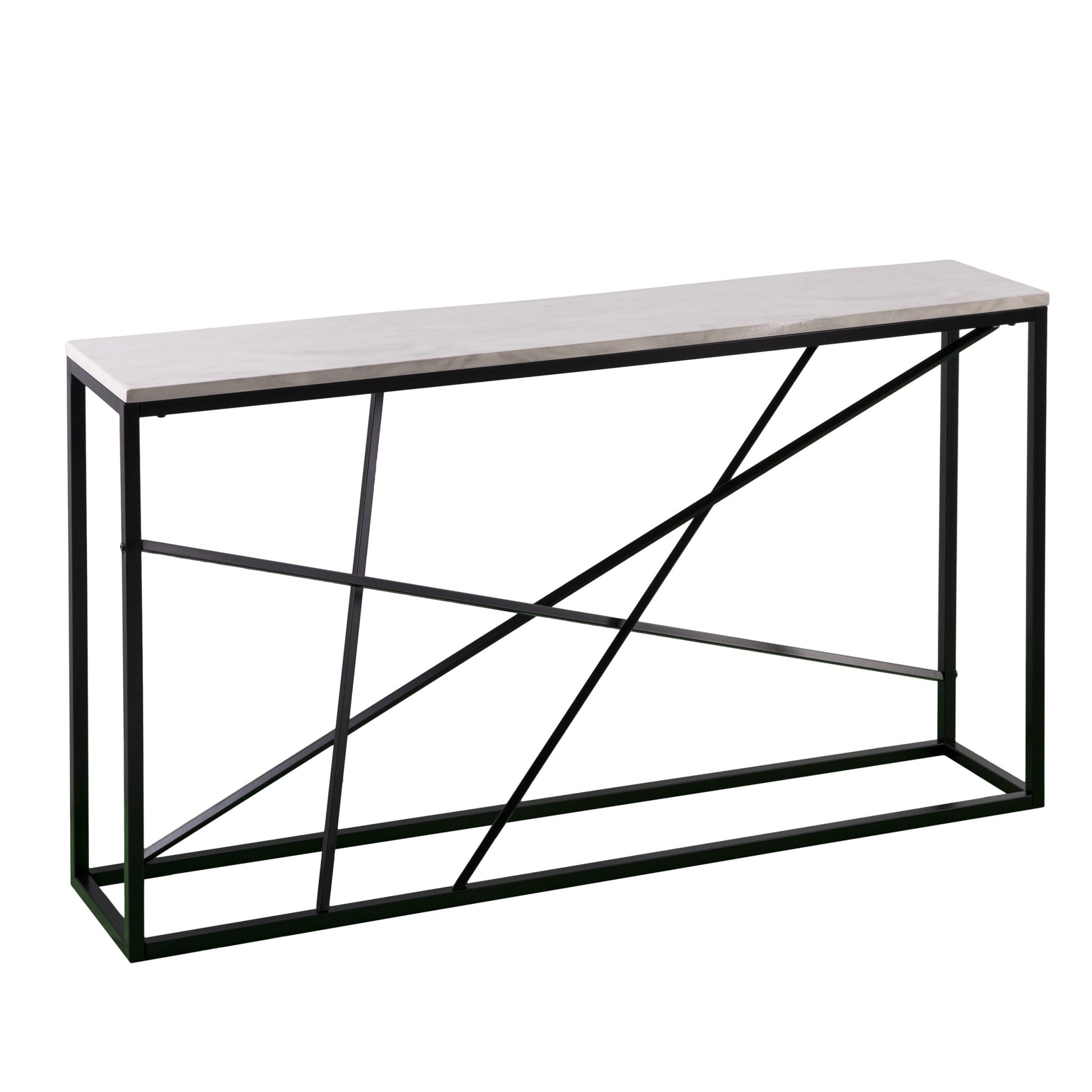 52" White and Black Faux Marble Frame Console Table-Console Tables-DECOROLALA