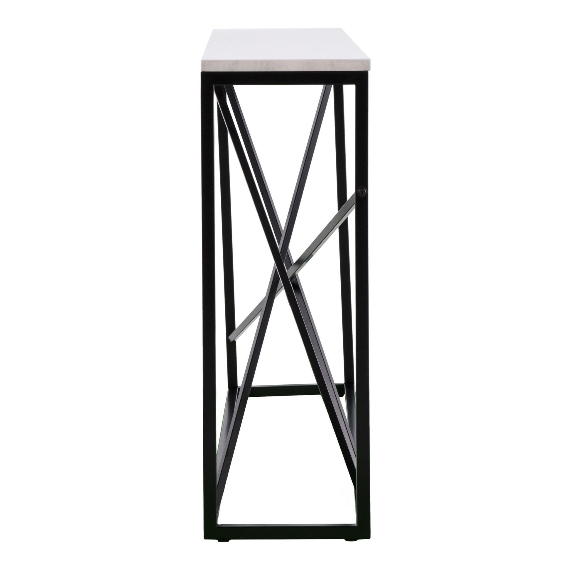 52" White and Black Faux Marble Frame Console Table-Console Tables-DECOROLALA