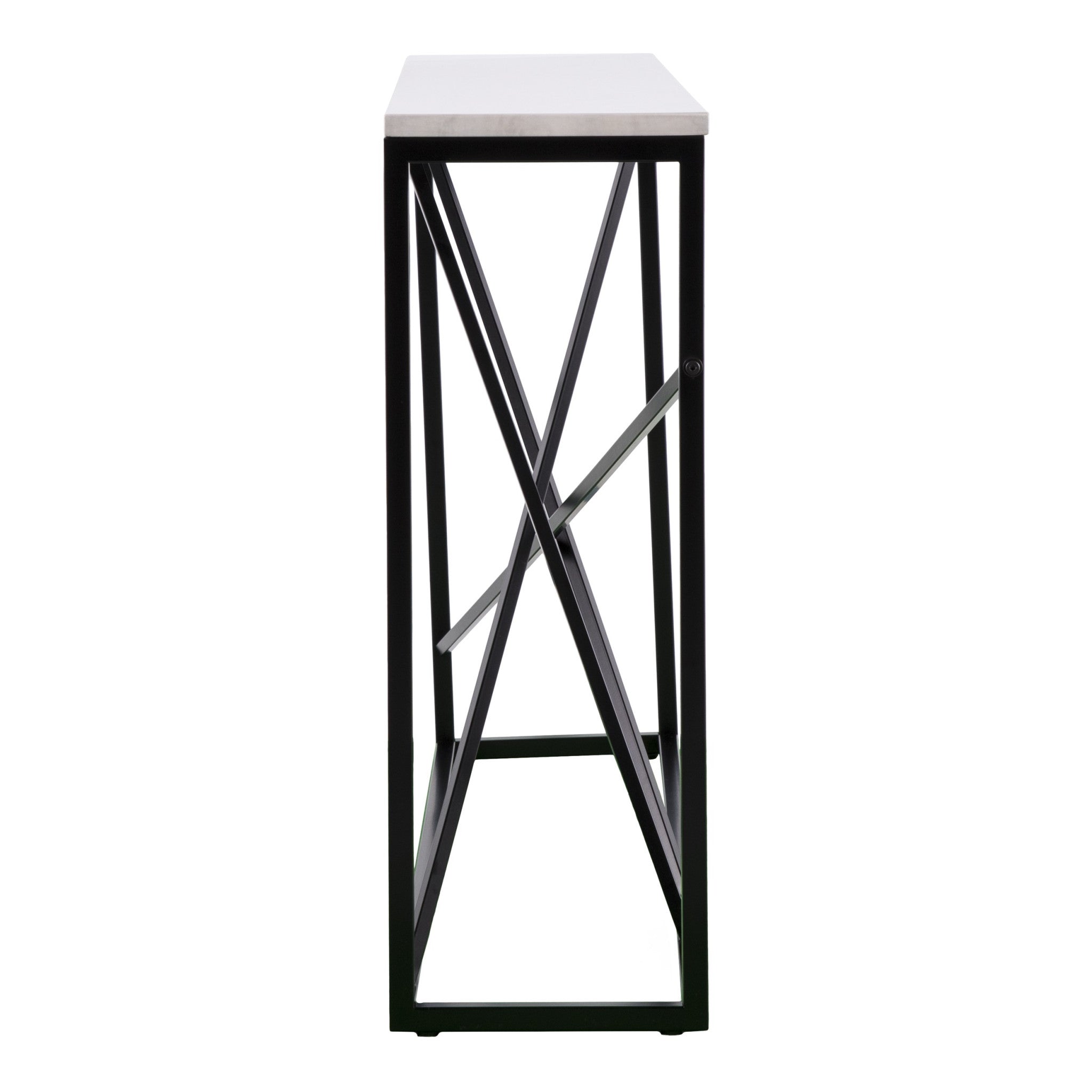 52" White and Black Faux Marble Frame Console Table-Console Tables-DECOROLALA