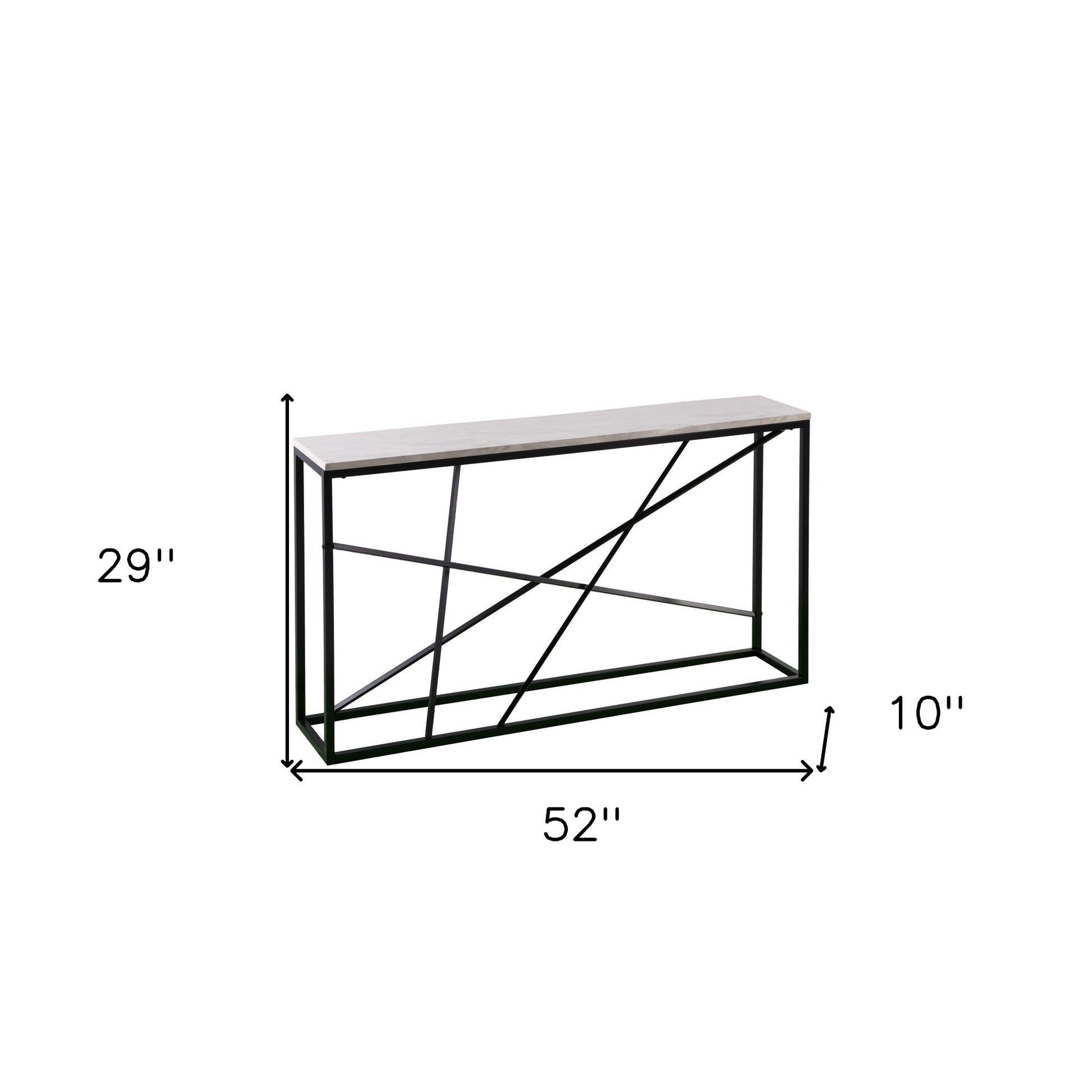 52" White and Black Faux Marble Frame Console Table-Console Tables-DECOROLALA