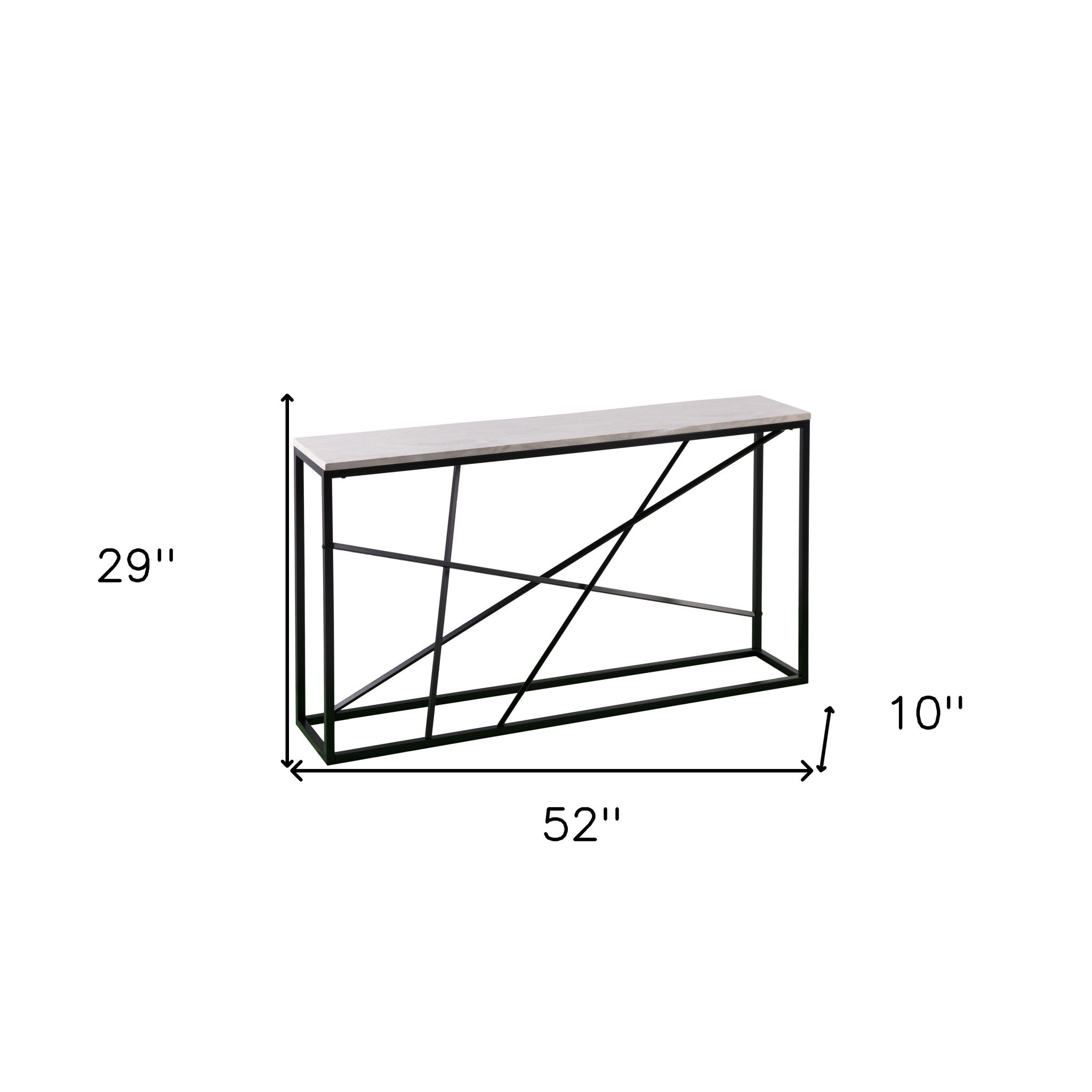 52" White and Black Faux Marble Frame Console Table-Console Tables-DECOROLALA