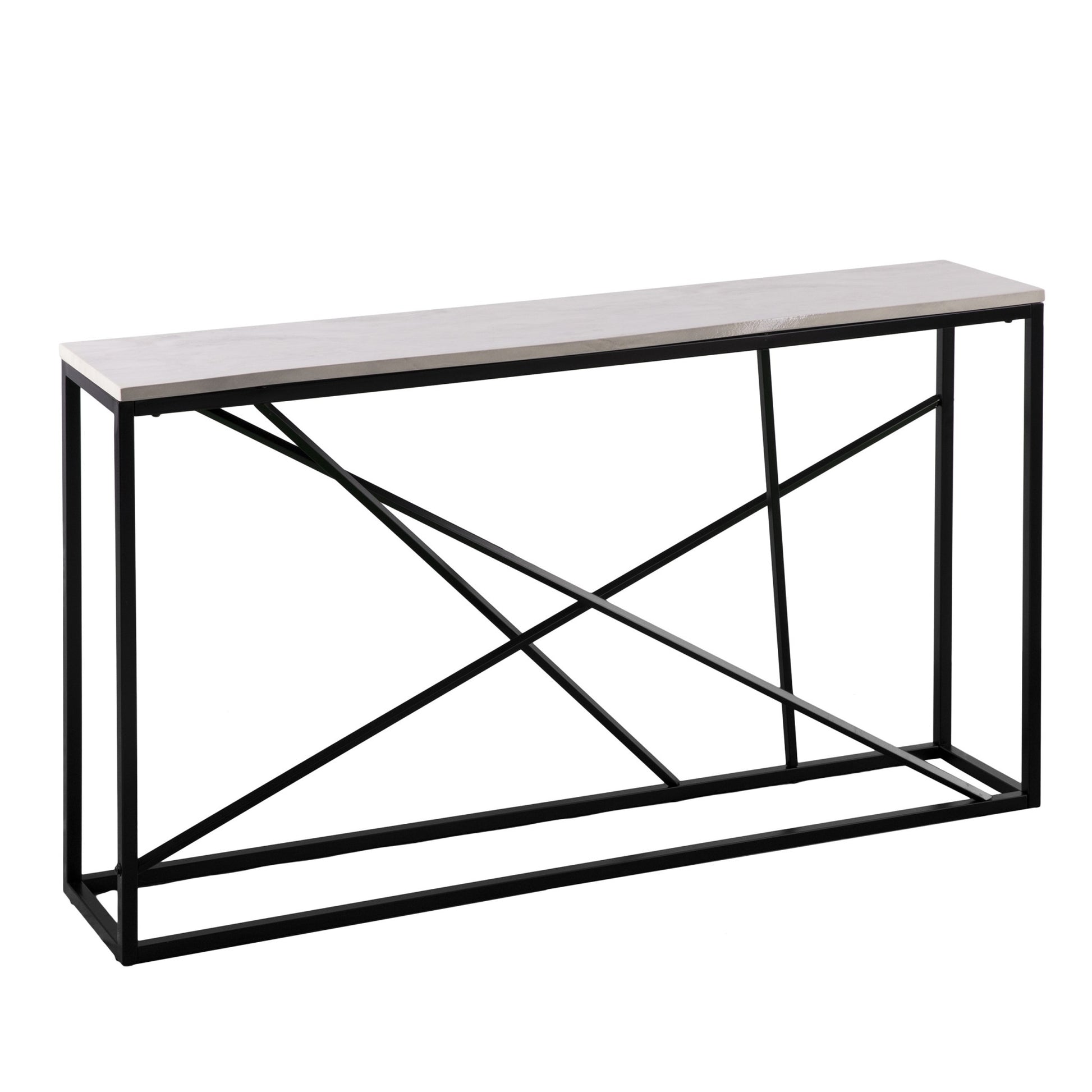 52" White and Black Faux Marble Frame Console Table-Console Tables-DECOROLALA