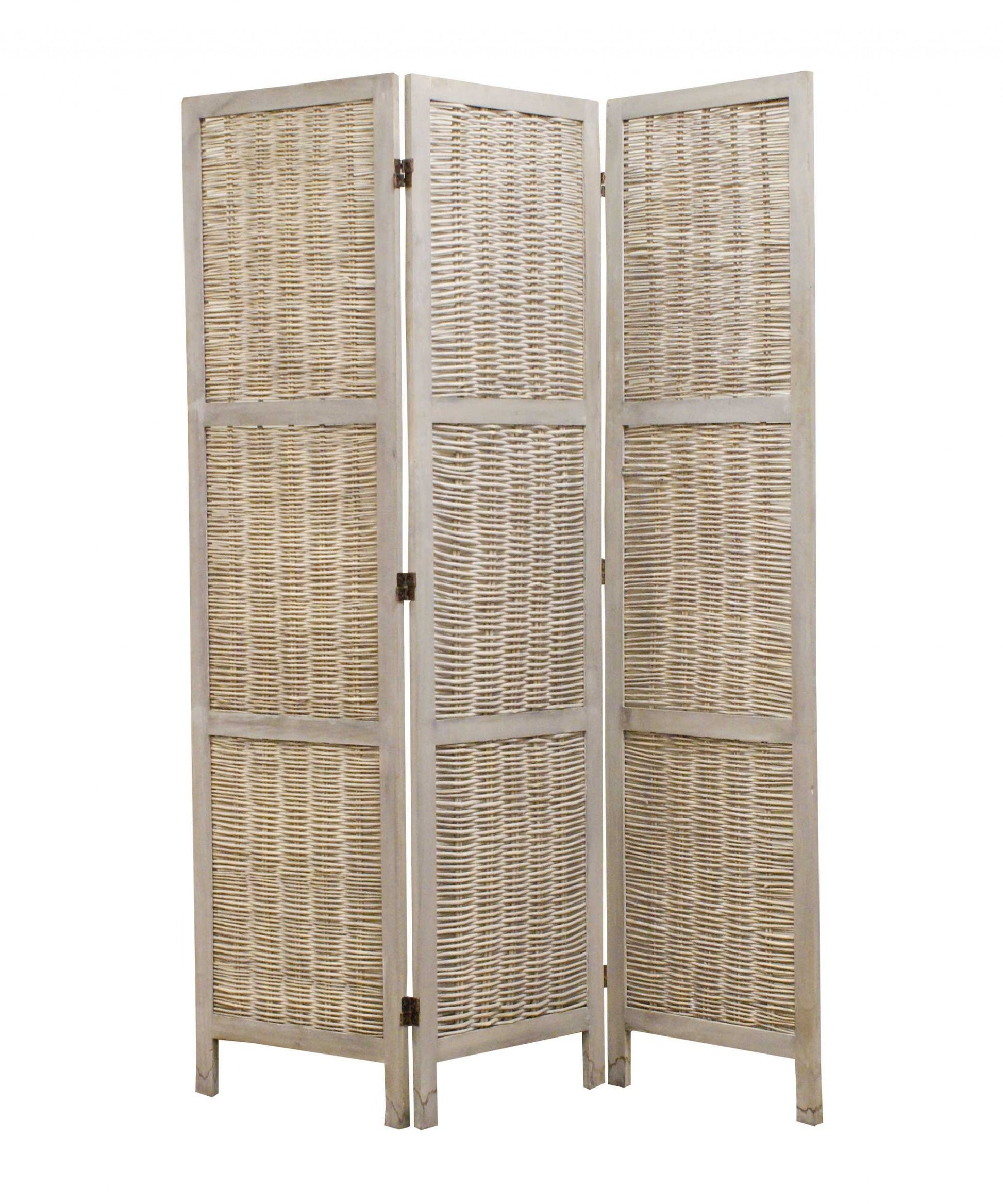 52 X 67 Beige Wood Screen-Room Dividers-DECOROLALA