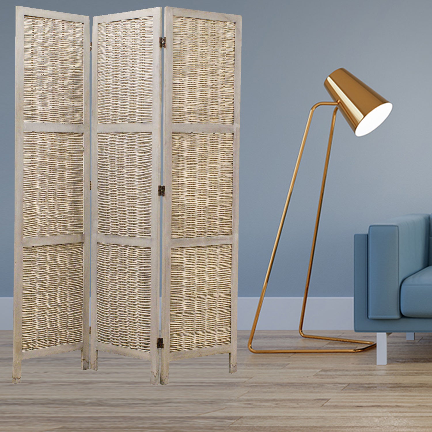 52 X 67 Beige Wood Screen-Room Dividers-DECOROLALA