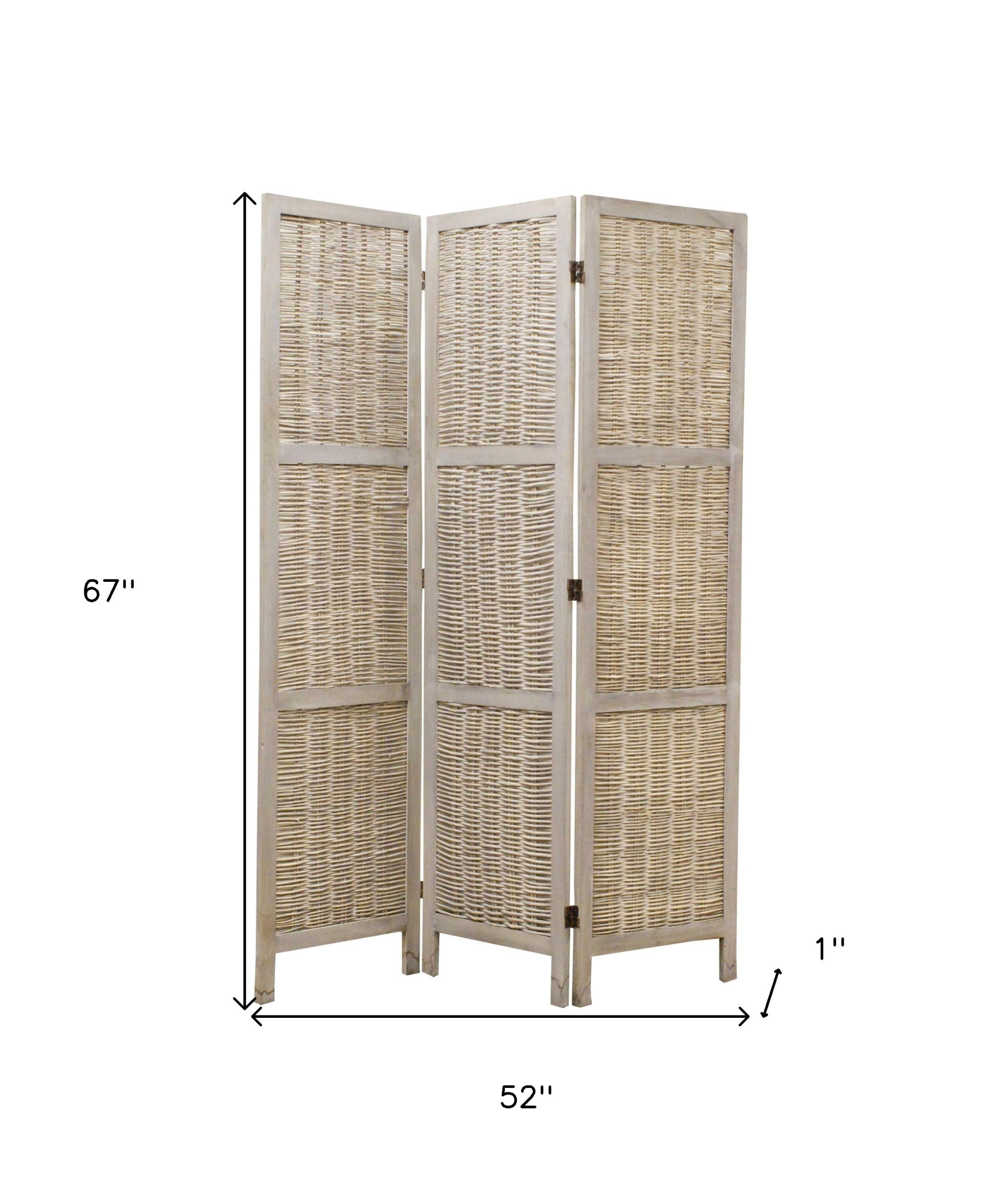 52 X 67 Beige Wood Screen-Room Dividers-DECOROLALA