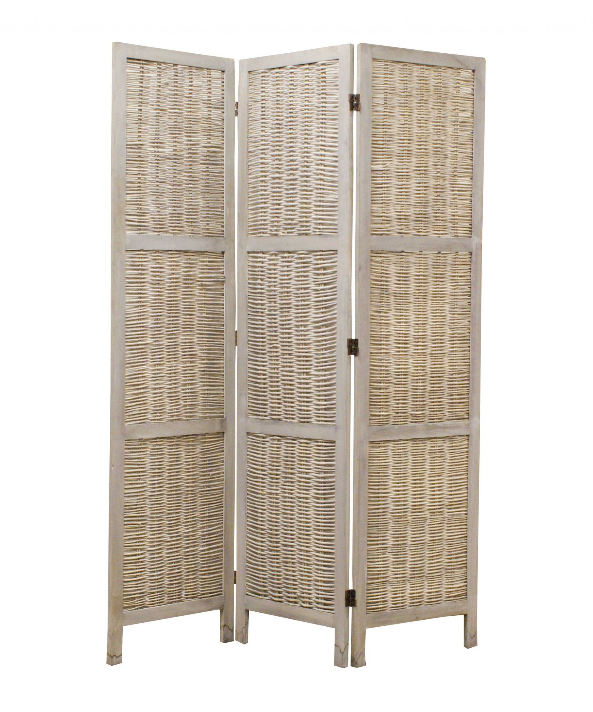 52 X 67 Beige Wood Screen-Room Dividers-DECOROLALA