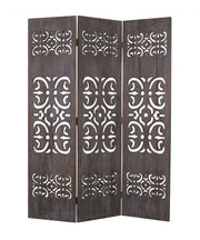 52 X 67 Brown 3 Panel Wood Screen-Room Dividers-DECOROLALA