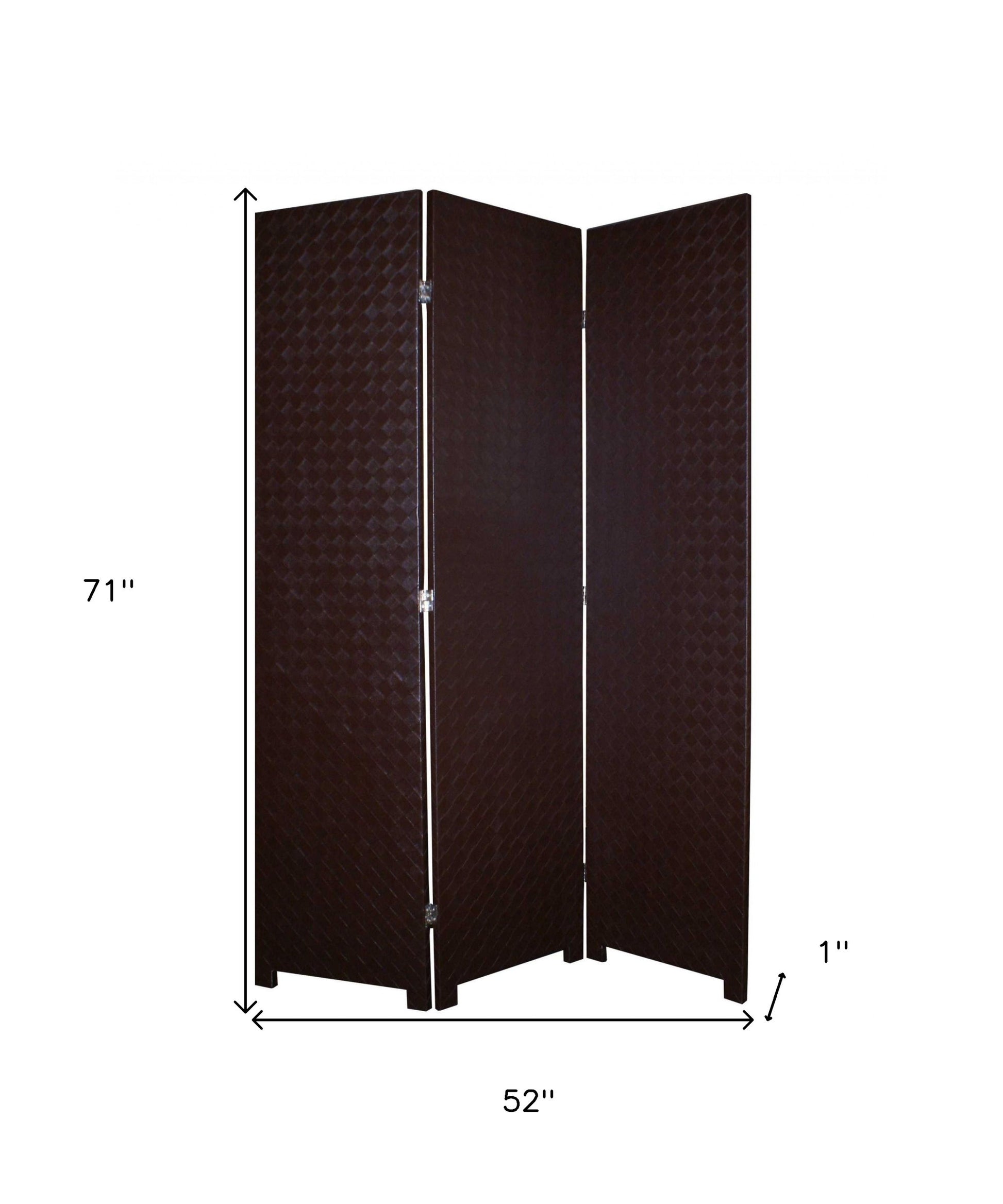 52 X 71 Brown Criss Cross Faux Leather Screen-Room Dividers-DECOROLALA