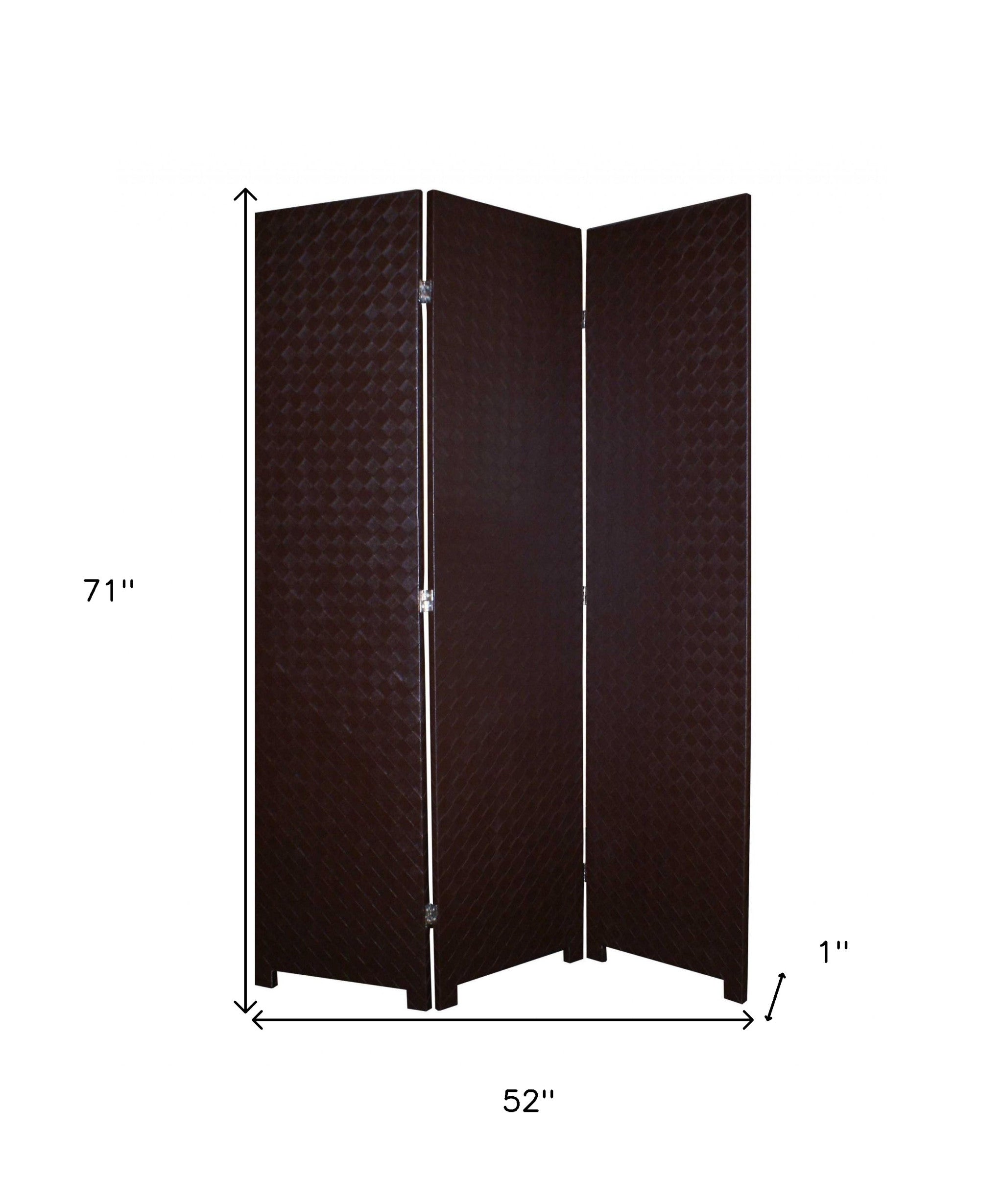 52 X 71 Brown Criss Cross Faux Leather Screen-Room Dividers-DECOROLALA