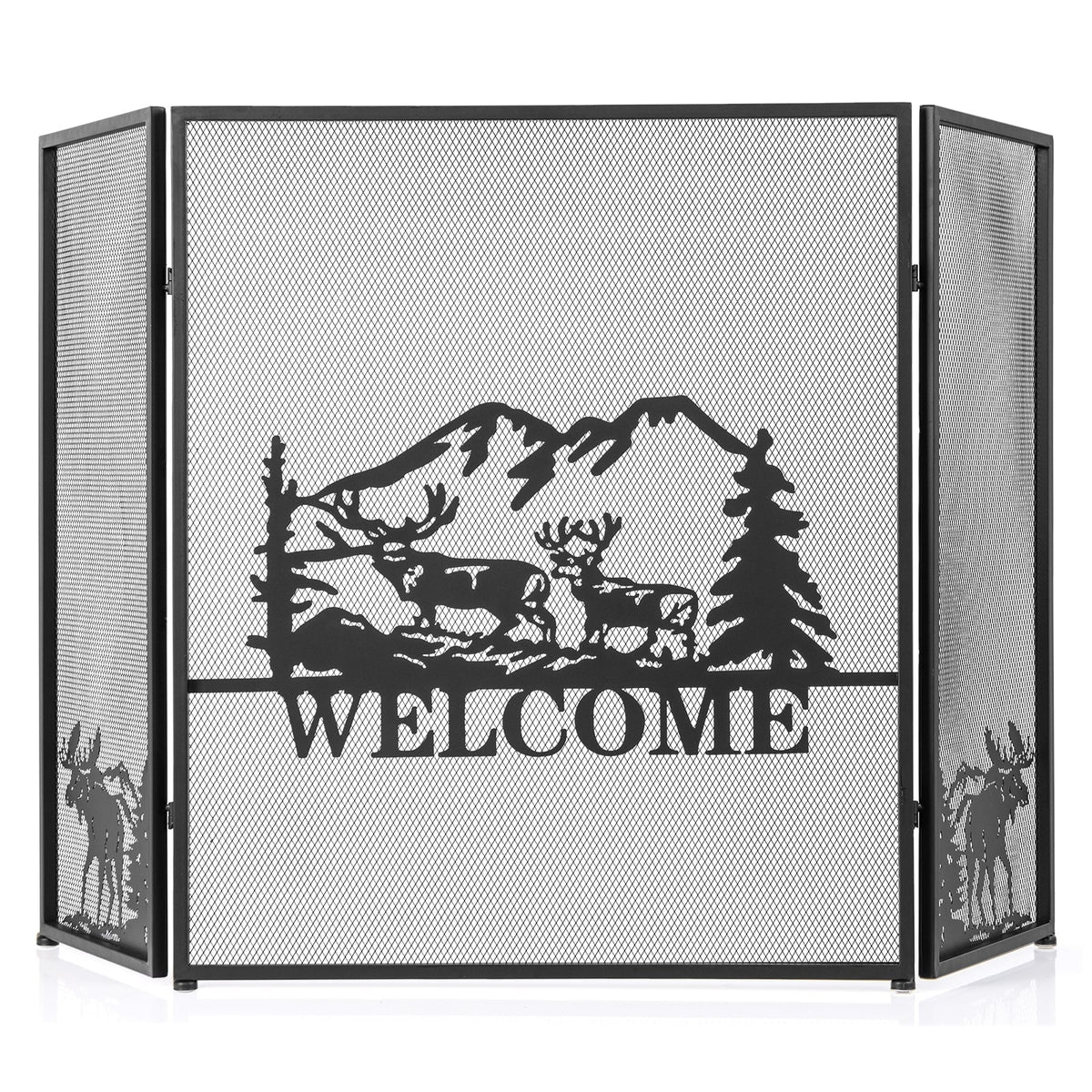 52 x 31 Inch Fireplace Screen-Black-Fireplace Tools-DECOROLALA