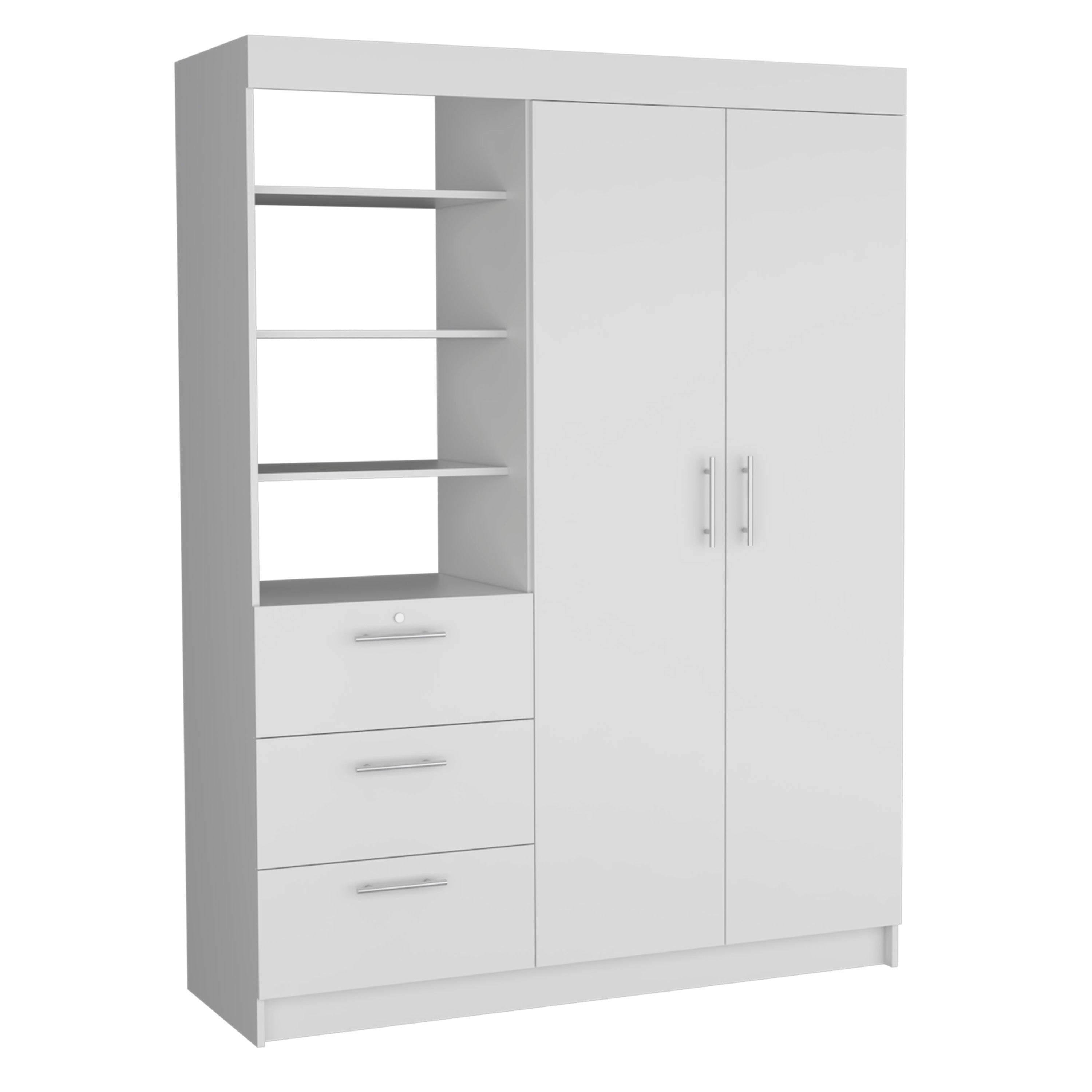 79" White Wood Two Door Three Drawer Combo Dresser-Dressers-DECOROLALA