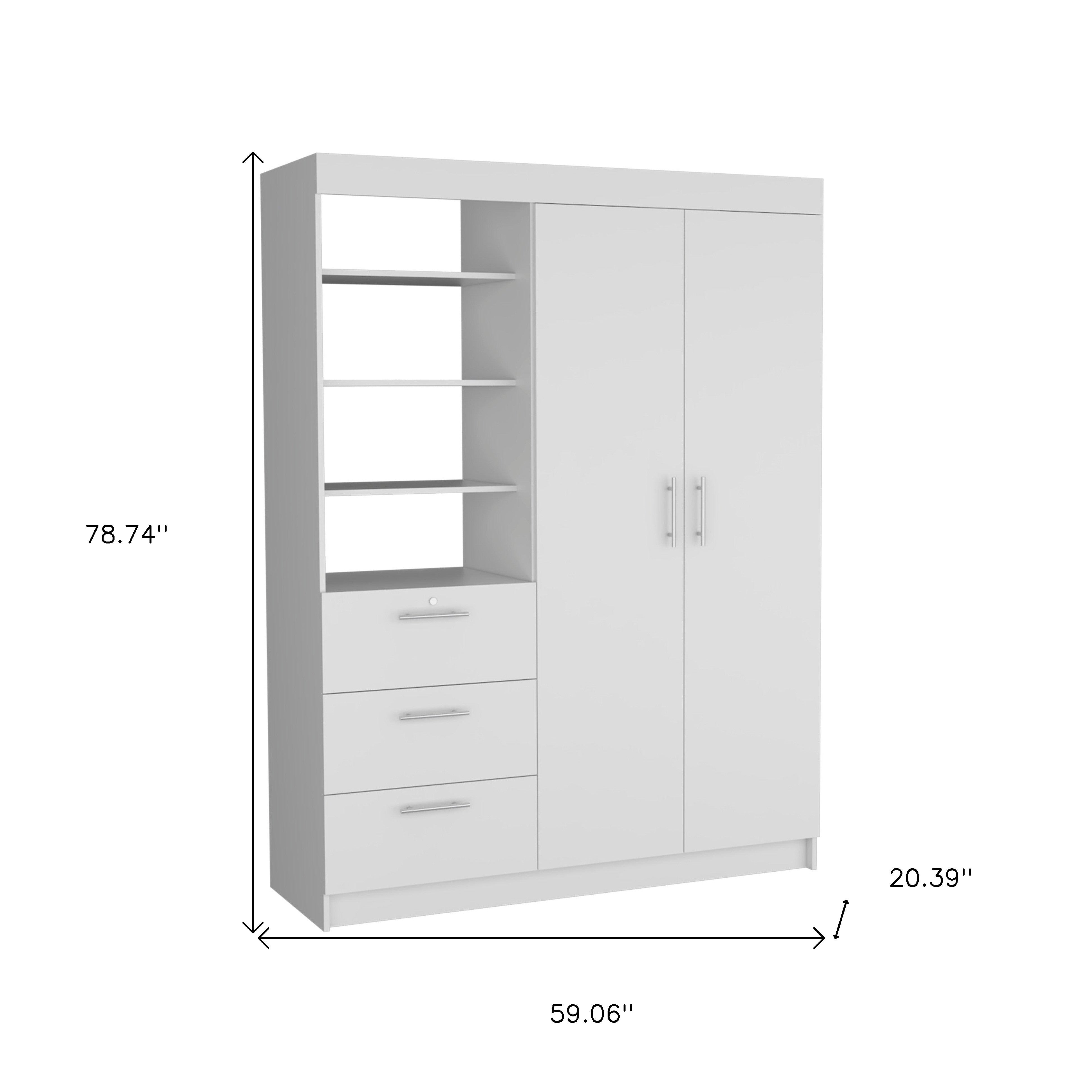 79" White Wood Two Door Three Drawer Combo Dresser-Dressers-DECOROLALA