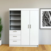 79" White Wood Two Door Three Drawer Combo Dresser-Dressers-DECOROLALA