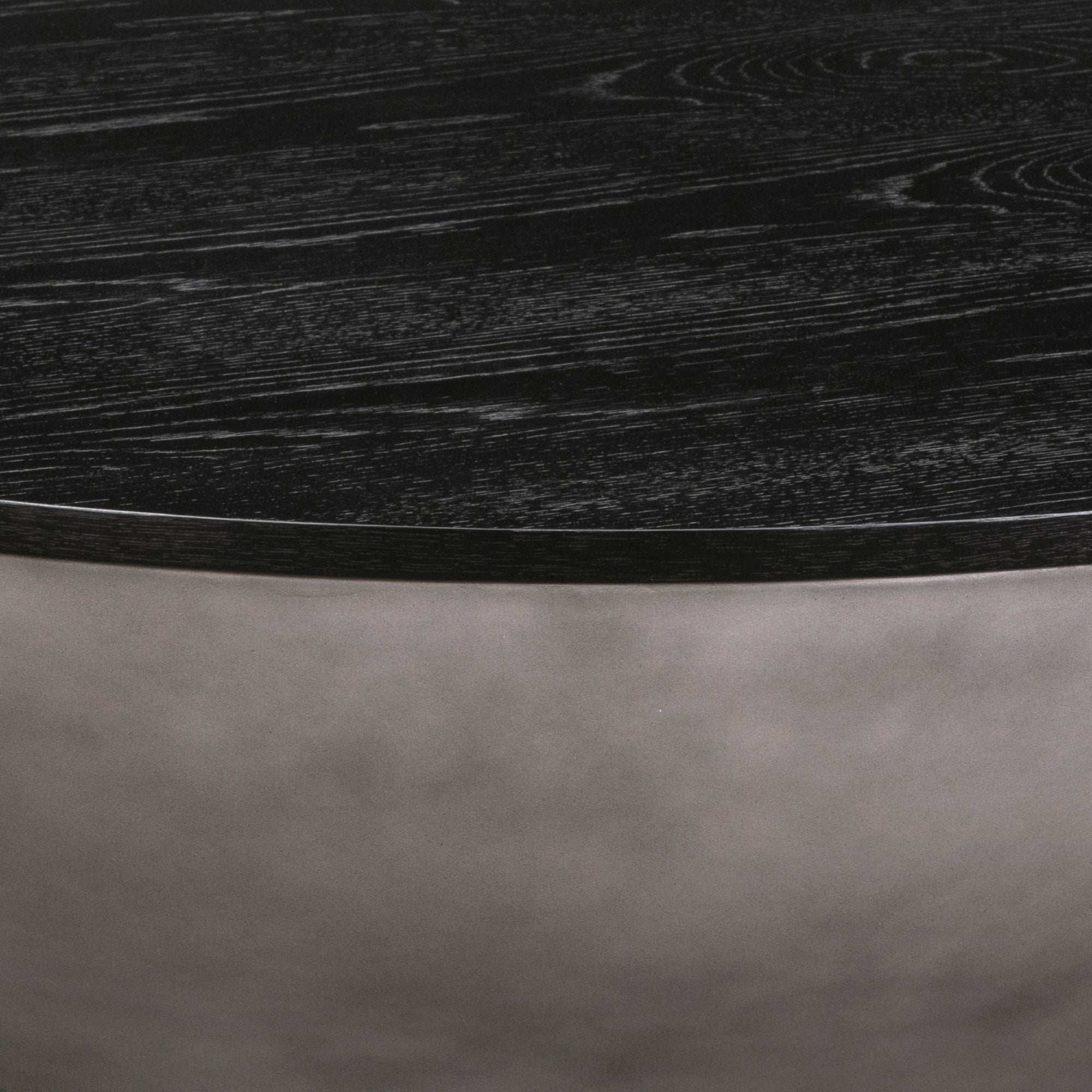 48" Black And Gray Solid Wood And Concrete Round Coffee Table-Coffee Tables-DECOROLALA