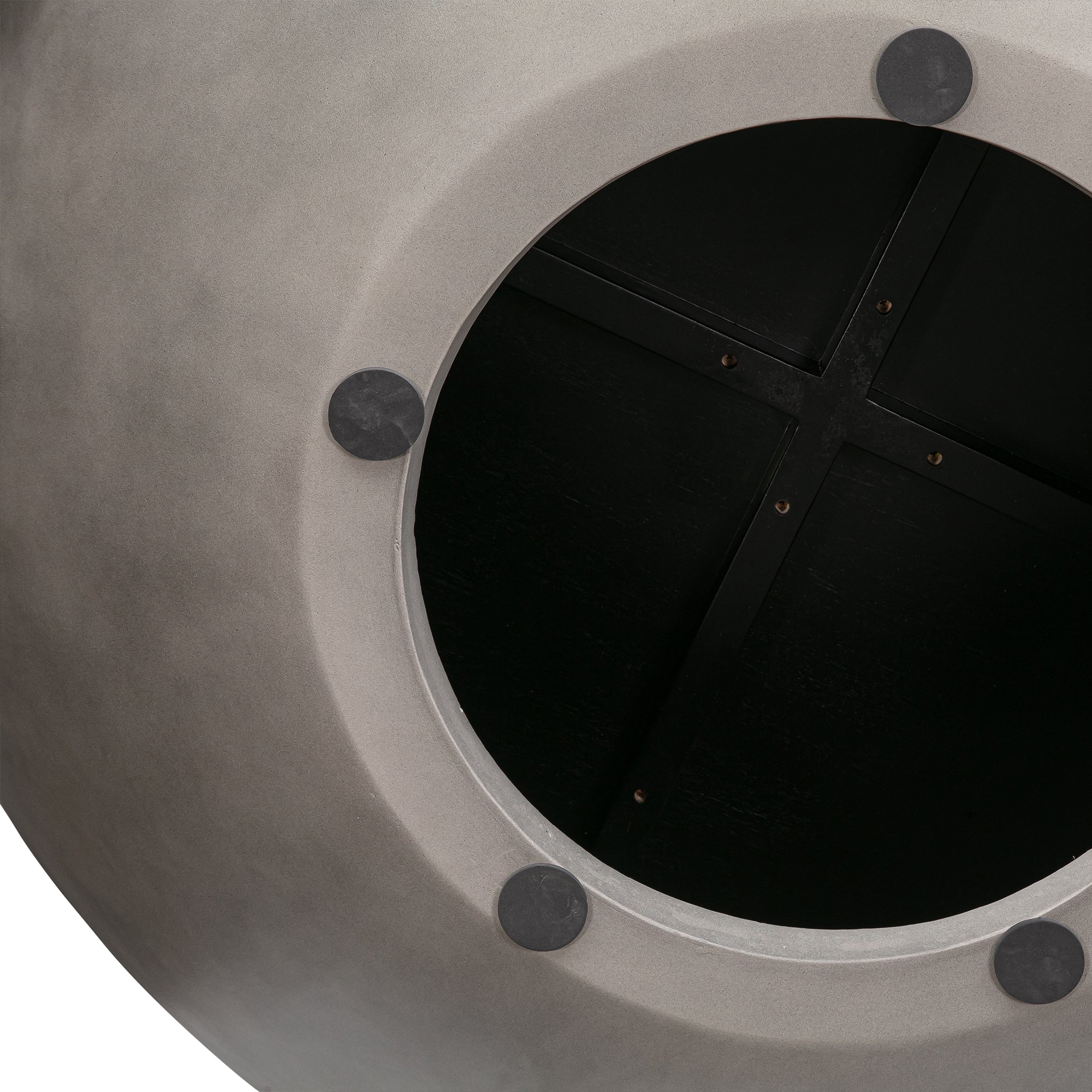 48" Black And Gray Solid Wood And Concrete Round Coffee Table-Coffee Tables-DECOROLALA