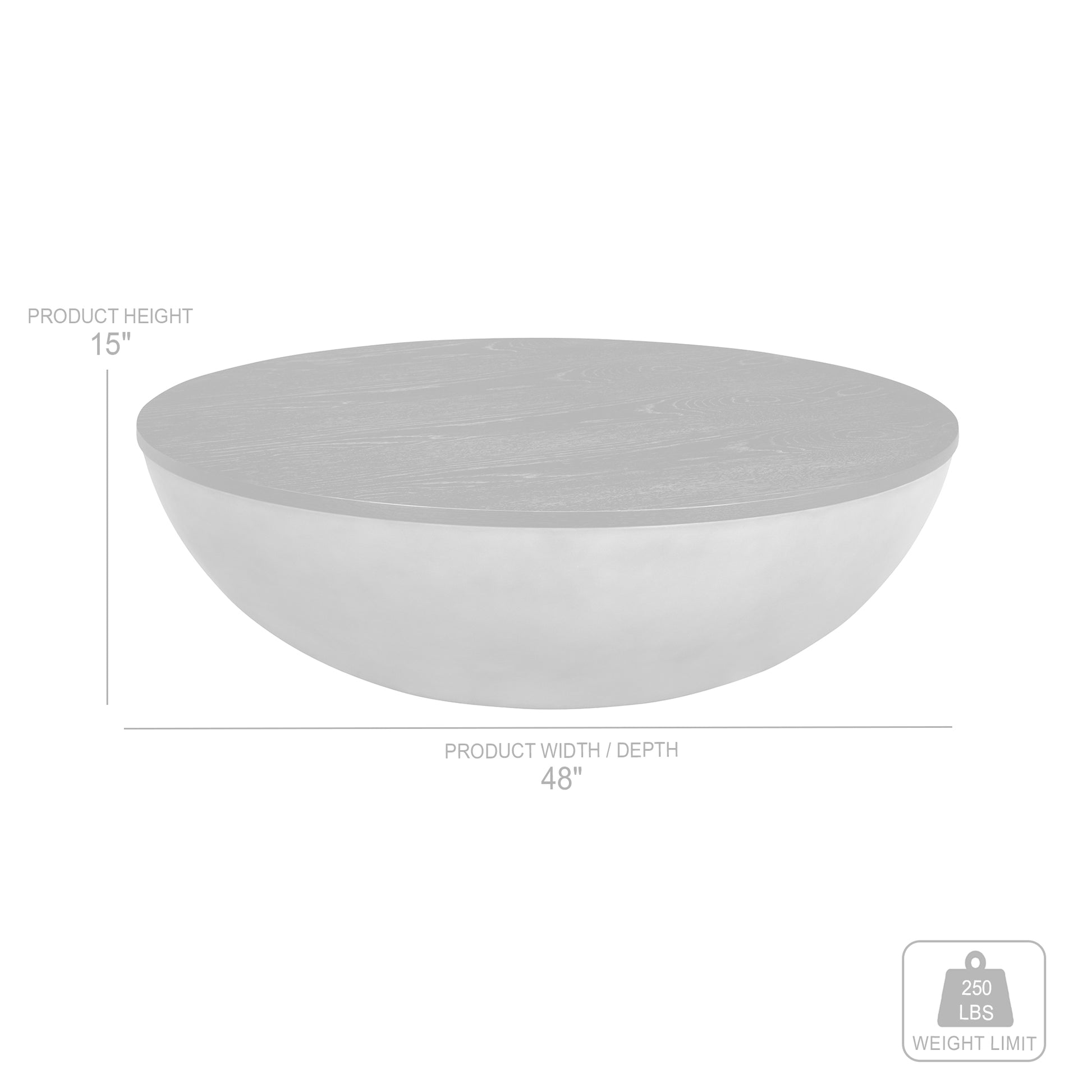 48" Black And Gray Solid Wood And Concrete Round Coffee Table-Coffee Tables-DECOROLALA