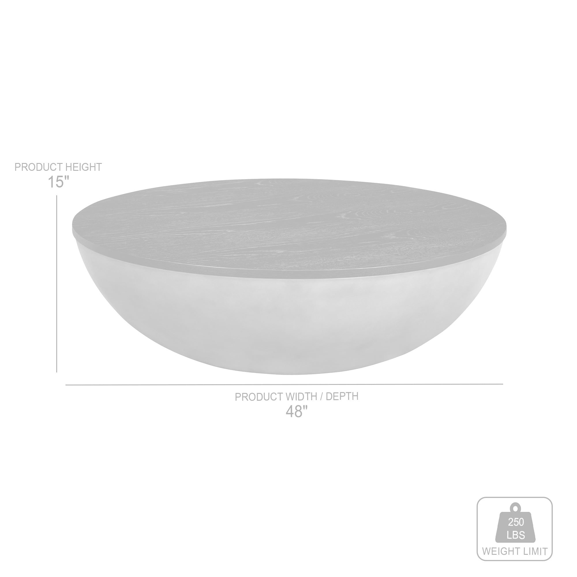 48" Black And Gray Solid Wood And Concrete Round Coffee Table-Coffee Tables-DECOROLALA