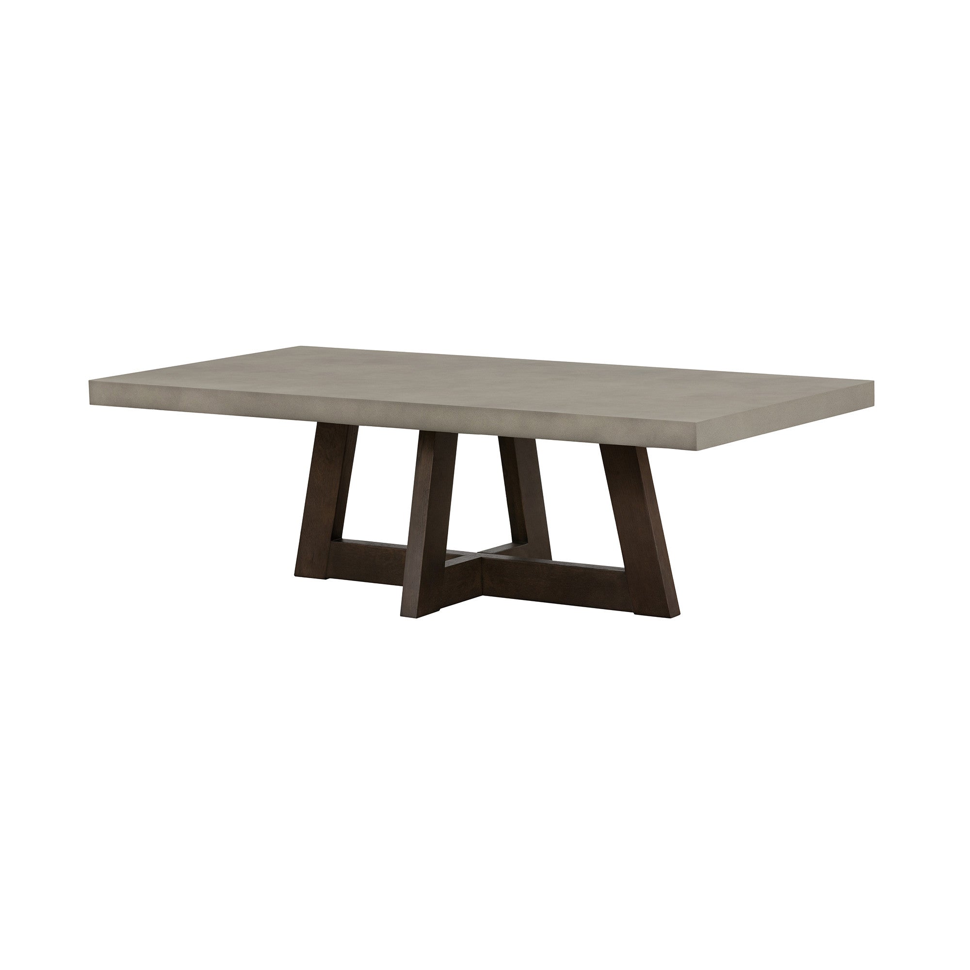 55" Gray And Brown Concrete And Solid Wood Coffee Table-Coffee Tables-DECOROLALA