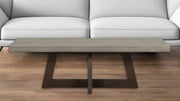 55" Gray And Brown Concrete And Solid Wood Coffee Table-Coffee Tables-DECOROLALA