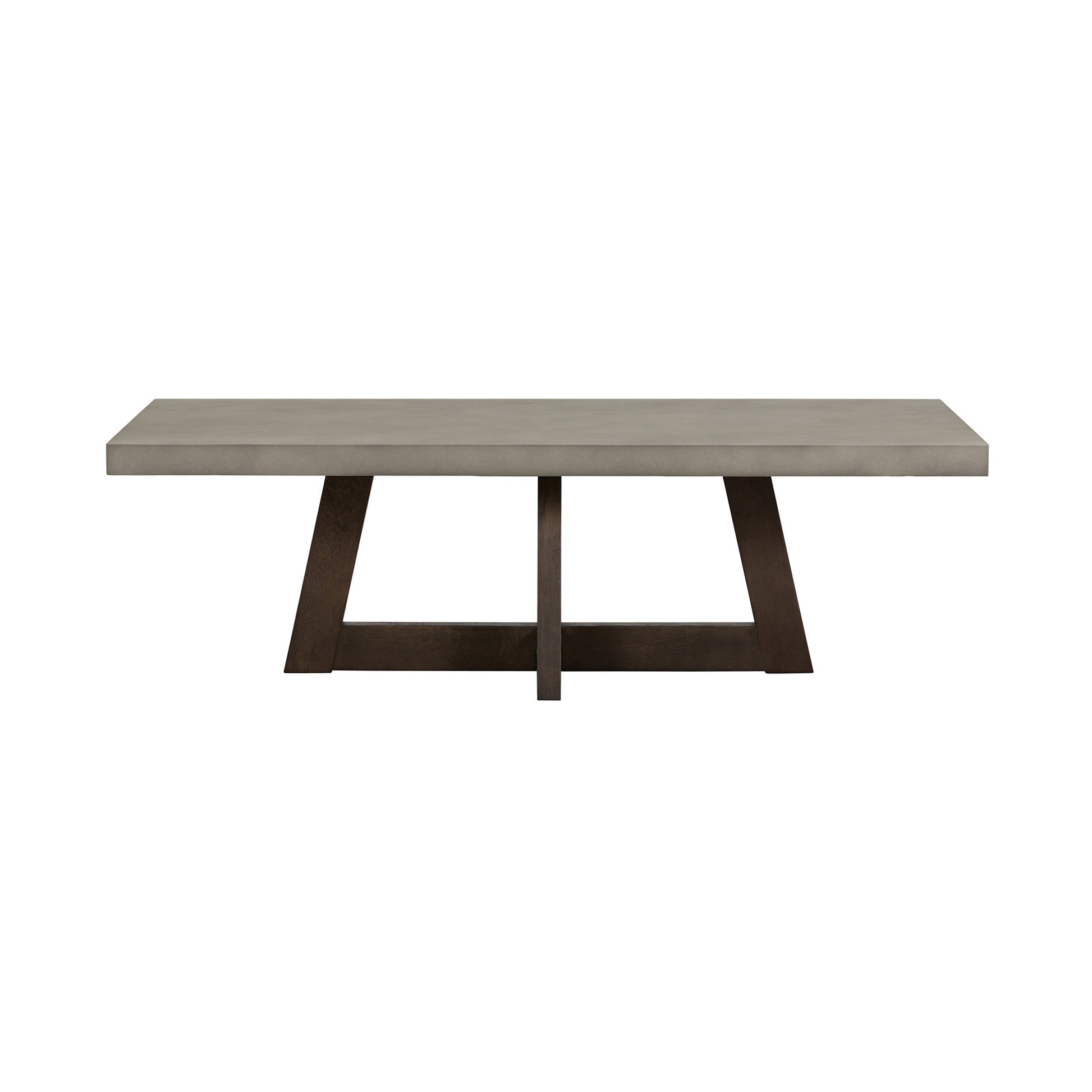 55" Gray And Brown Concrete And Solid Wood Coffee Table-Coffee Tables-DECOROLALA