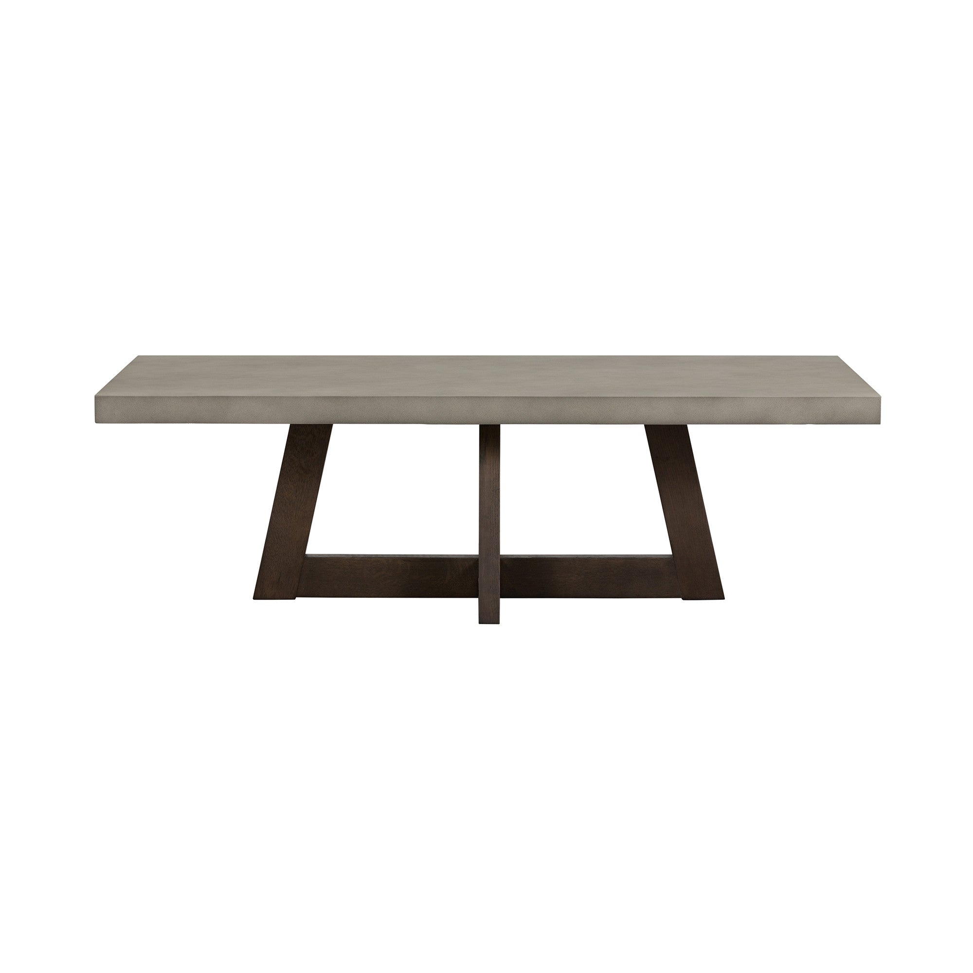 55" Gray And Brown Concrete And Solid Wood Coffee Table-Coffee Tables-DECOROLALA