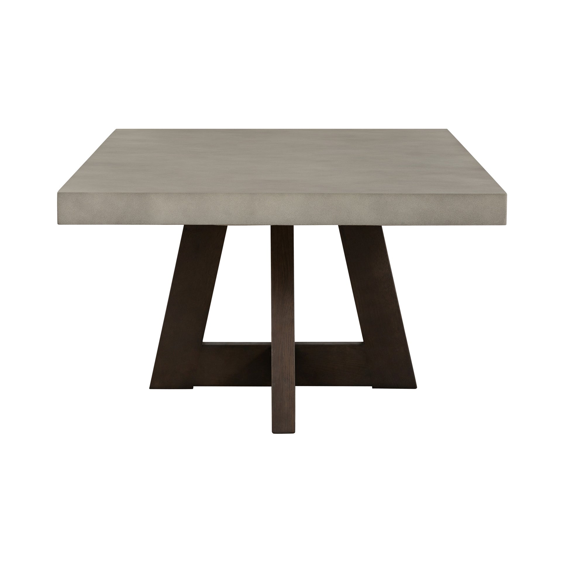 55" Gray And Brown Concrete And Solid Wood Coffee Table-Coffee Tables-DECOROLALA