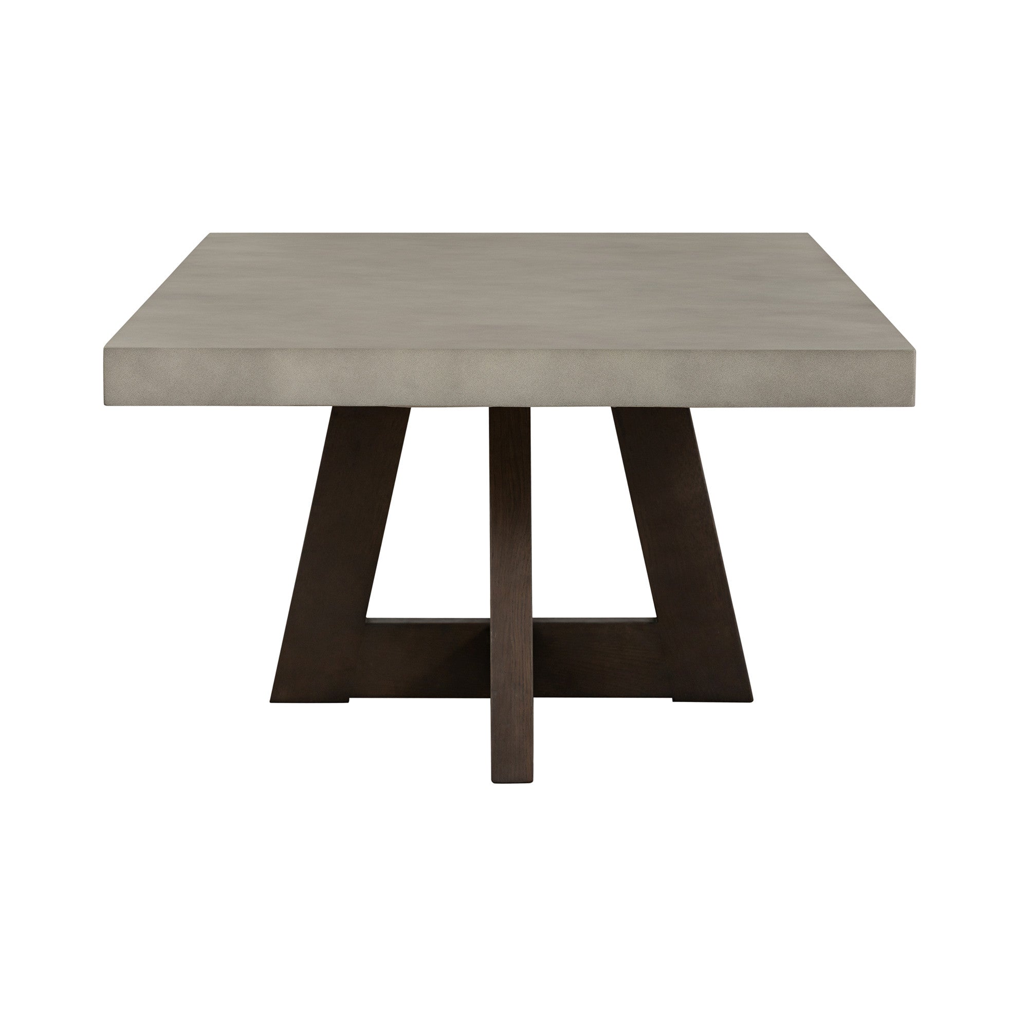 55" Gray And Brown Concrete And Solid Wood Coffee Table-Coffee Tables-DECOROLALA