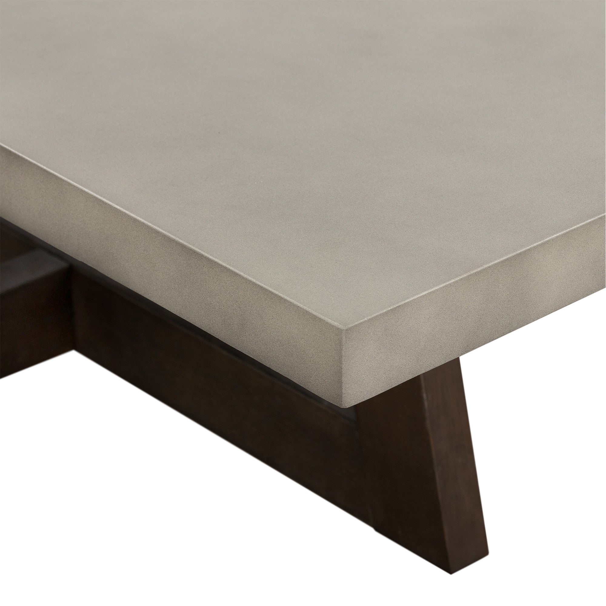 55" Gray And Brown Concrete And Solid Wood Coffee Table-Coffee Tables-DECOROLALA