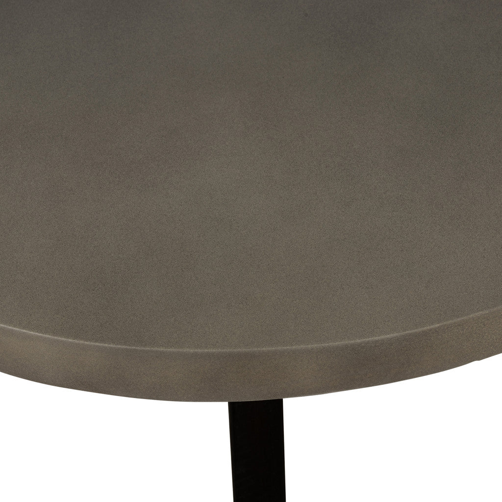 36" Gray And Black Concrete And Solid Wood Round Coffee Table-Coffee Tables-DECOROLALA