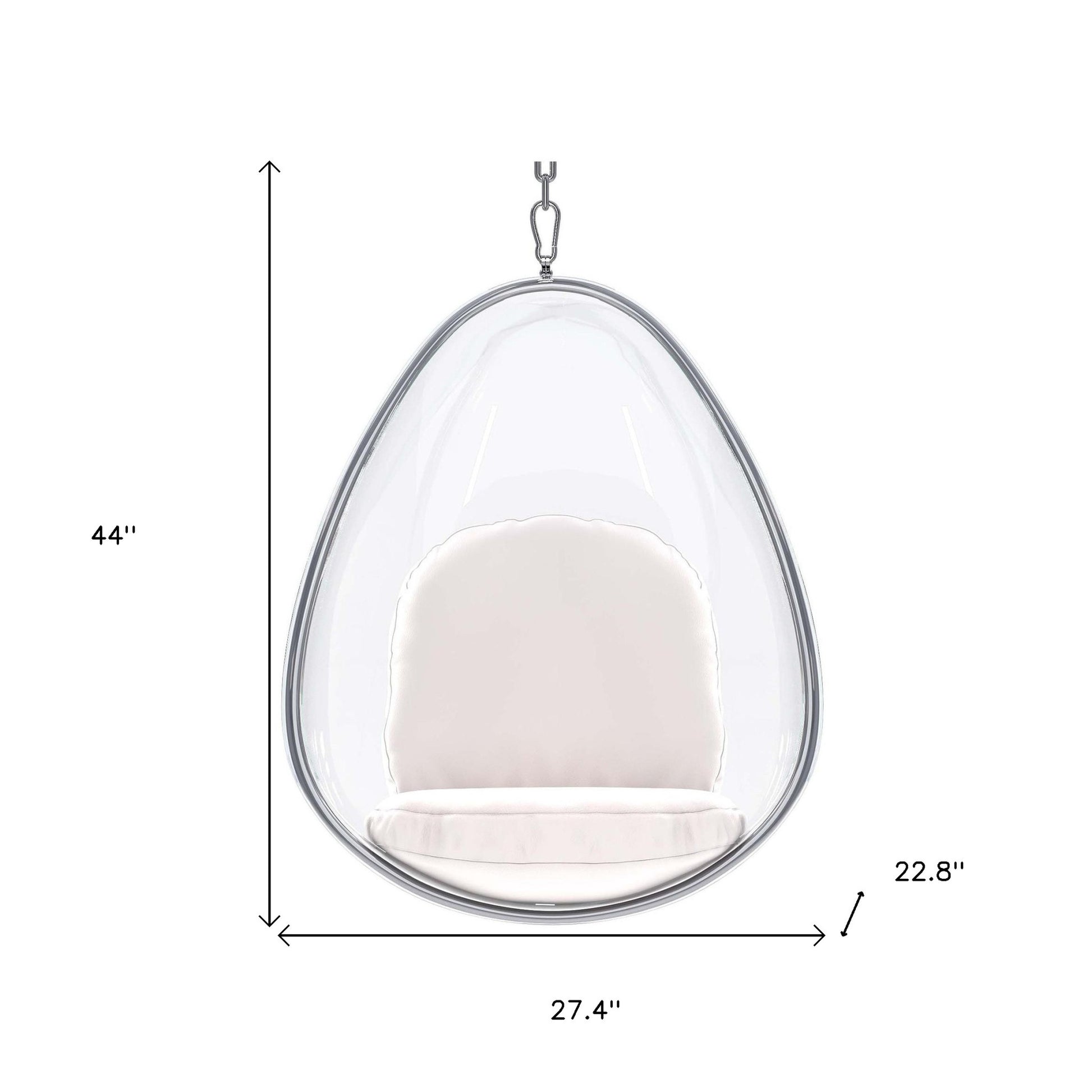 27" White Faux Leather Balloon Chair-7