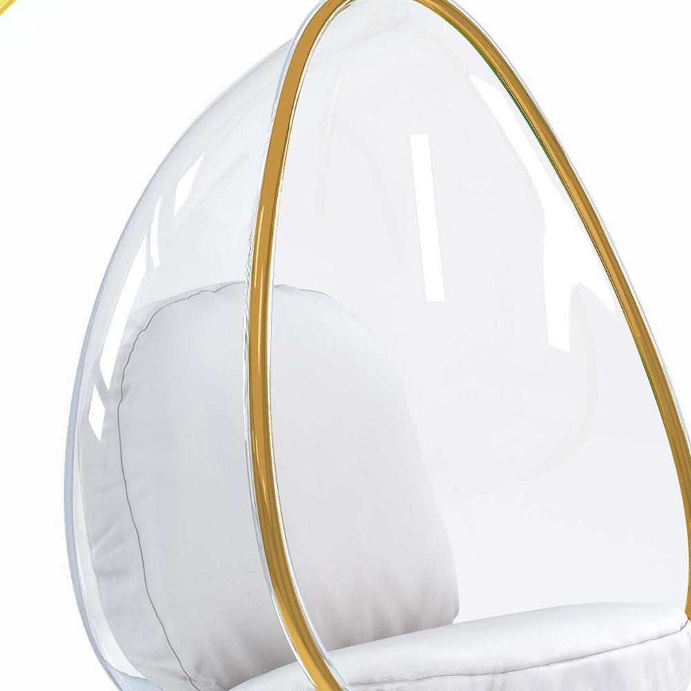 28" White and Gold Faux Leather Balloon Chair-3