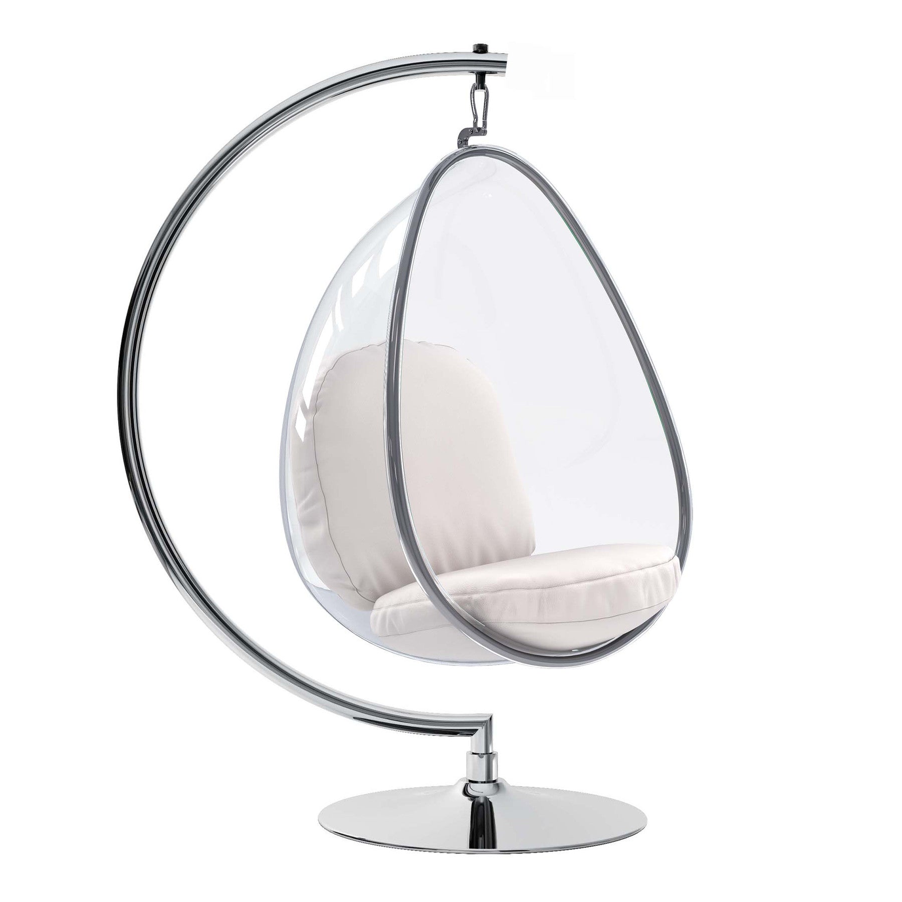 28" White and Silver Faux Leather Balloon Chair-0