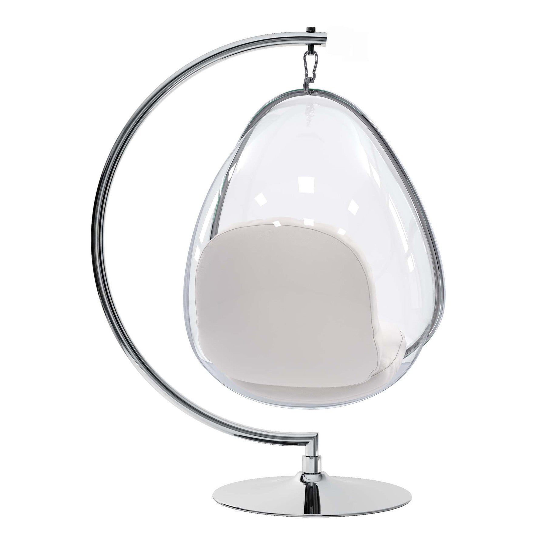28" White and Silver Faux Leather Balloon Chair-2