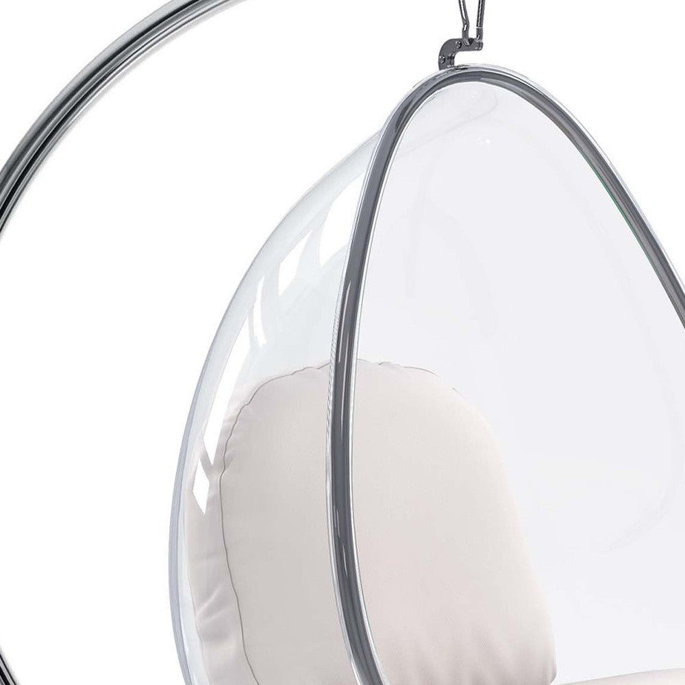 28" White and Silver Faux Leather Balloon Chair-3