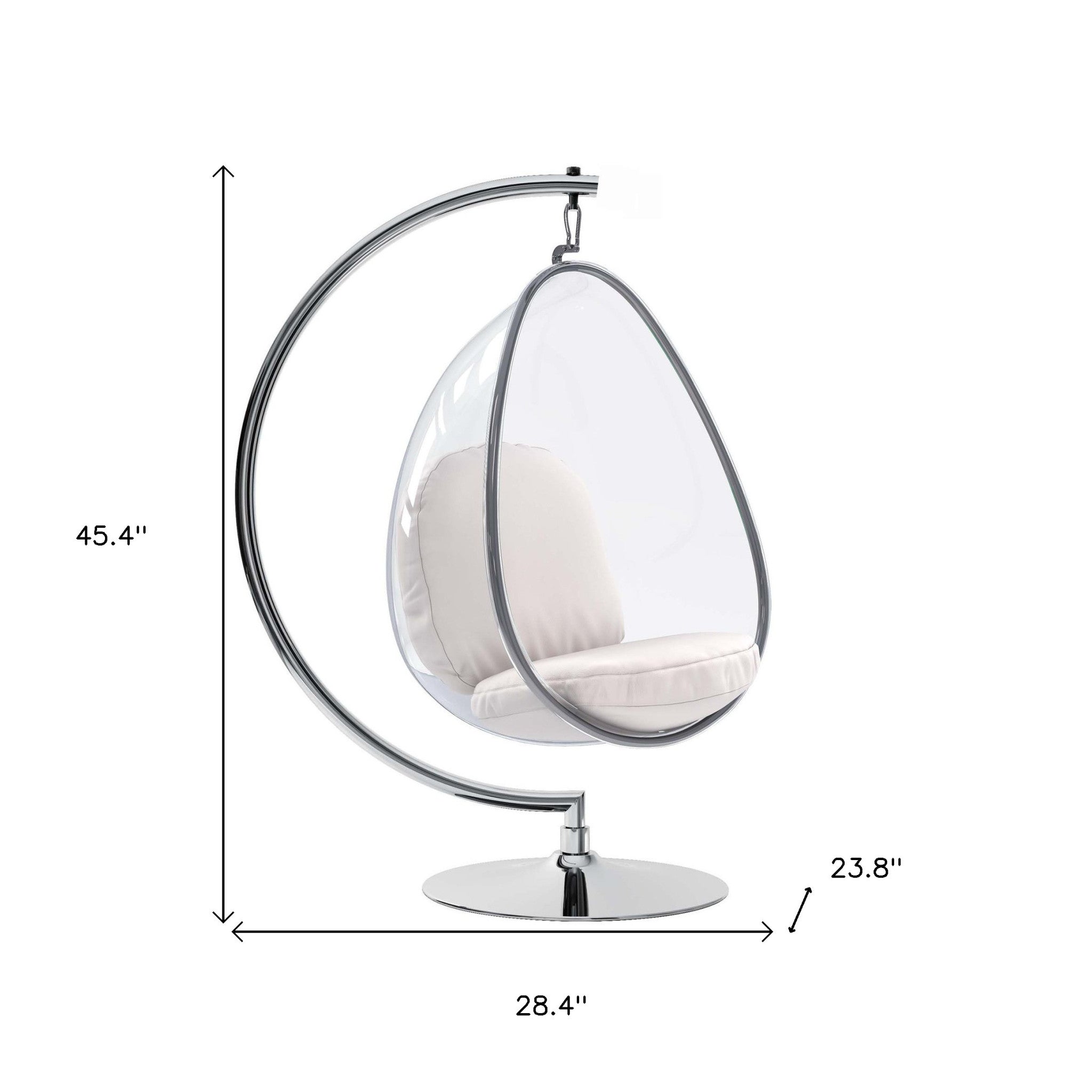 28" White and Silver Faux Leather Balloon Chair-5