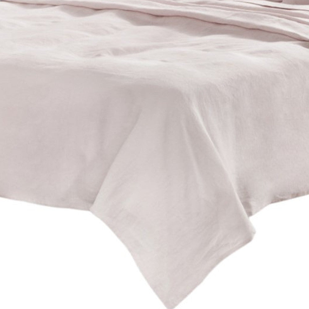 Four Piece Light Pink Linen Sheet Set-Bed Sheets-DECOROLALA