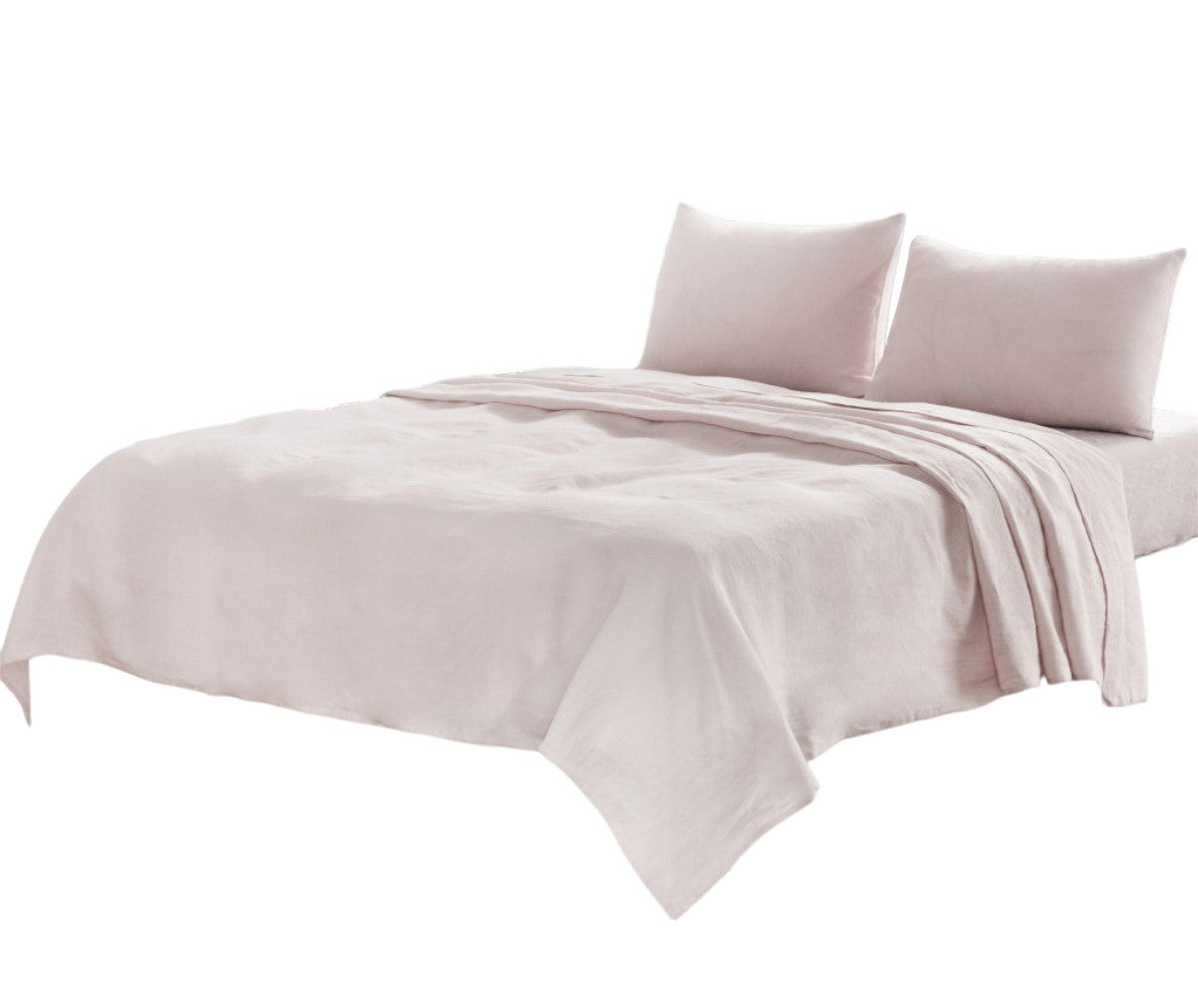 Four Piece Light Pink Linen Sheet Set-Bed Sheets-DECOROLALA