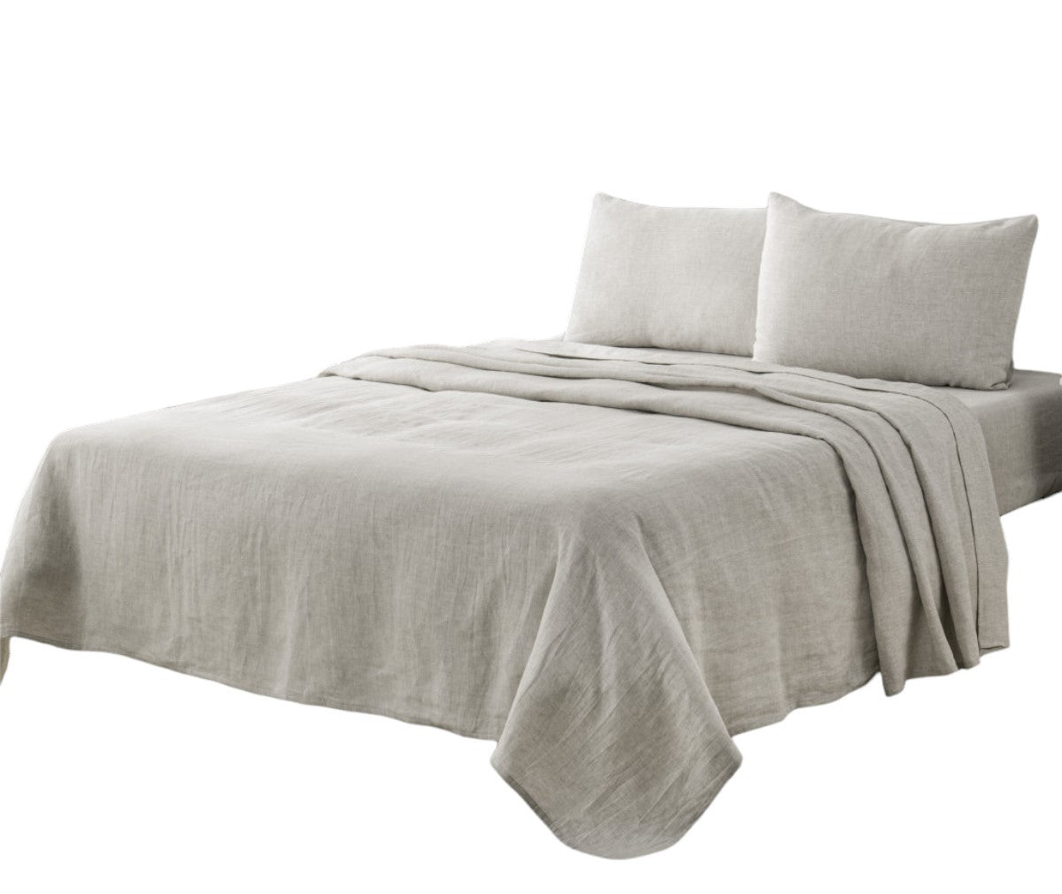 Four Piece Light Gray Linen Sheet Set-Bed Sheets-DECOROLALA