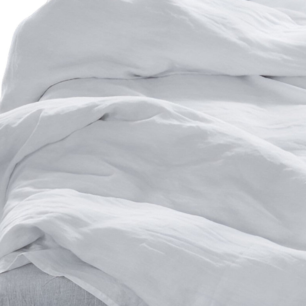 Four Piece White Linen Sheet Set-Bed Sheets-DECOROLALA