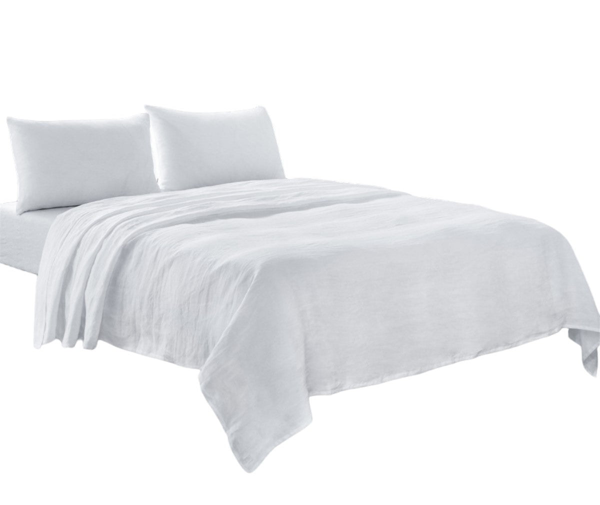 Four Piece White Linen Sheet Set-Bed Sheets-DECOROLALA