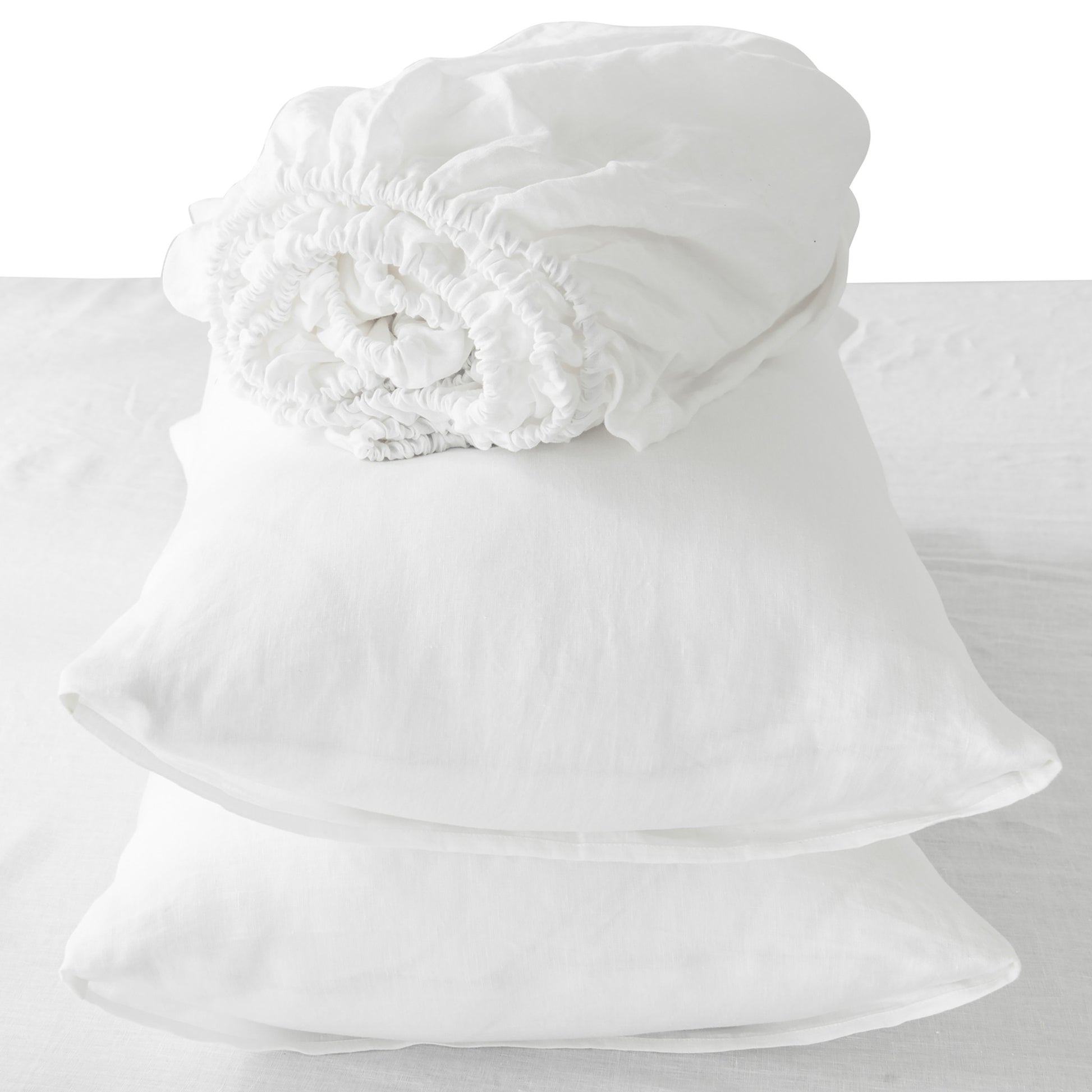 Four Piece Ivory Linen Sheet Set-Bed Sheets-DECOROLALA