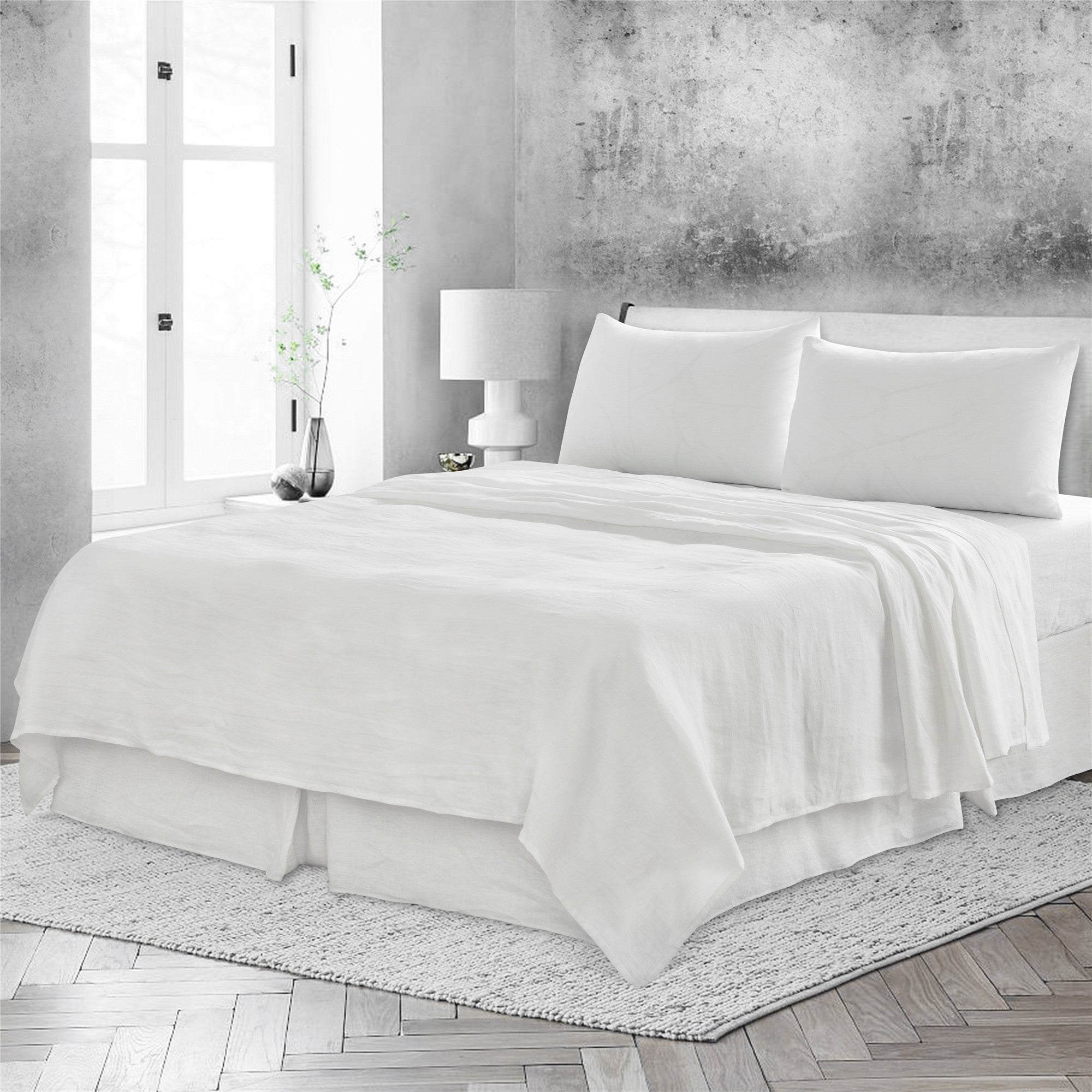 Four Piece Ivory Linen Sheet Set-Bed Sheets-DECOROLALA