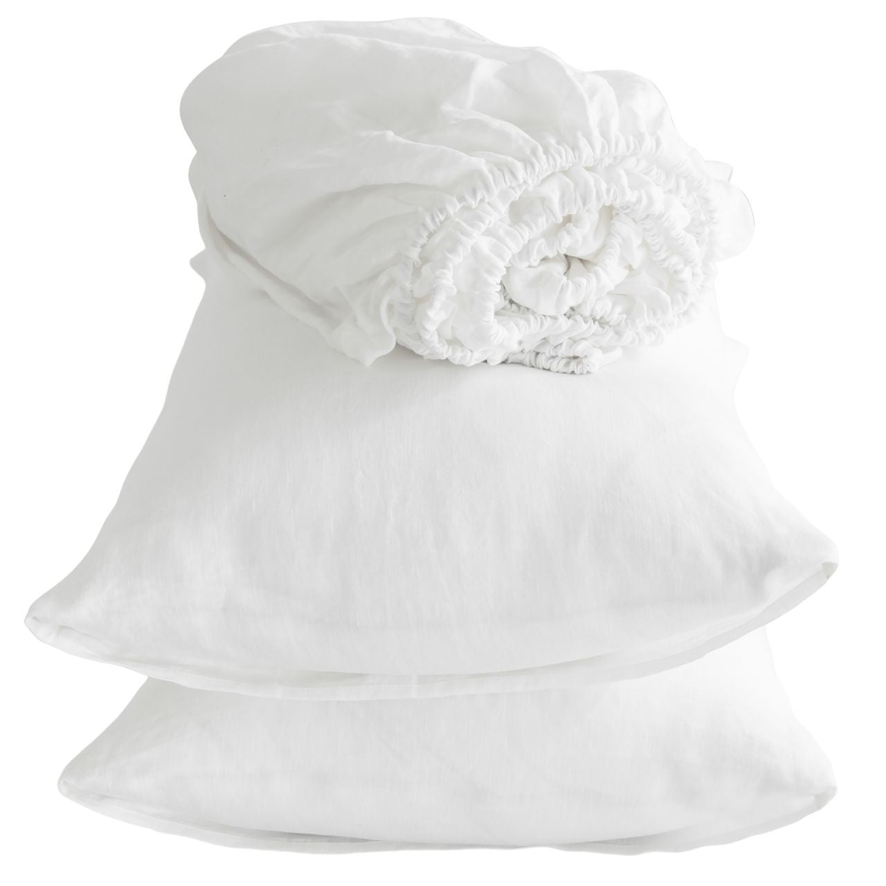 Four Piece Ivory Linen Sheet Set-Bed Sheets-DECOROLALA
