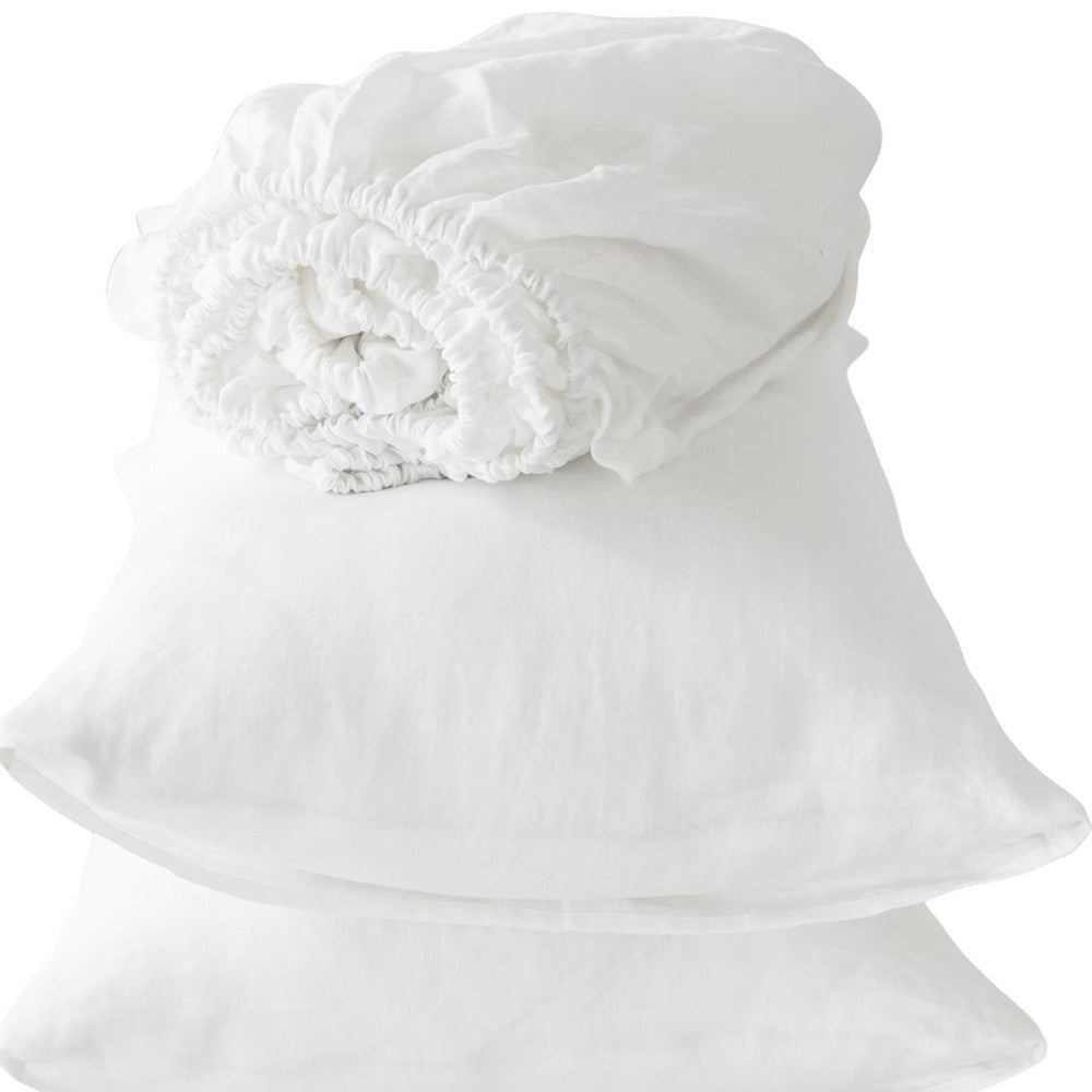 Four Piece Ivory Linen Sheet Set-Bed Sheets-DECOROLALA