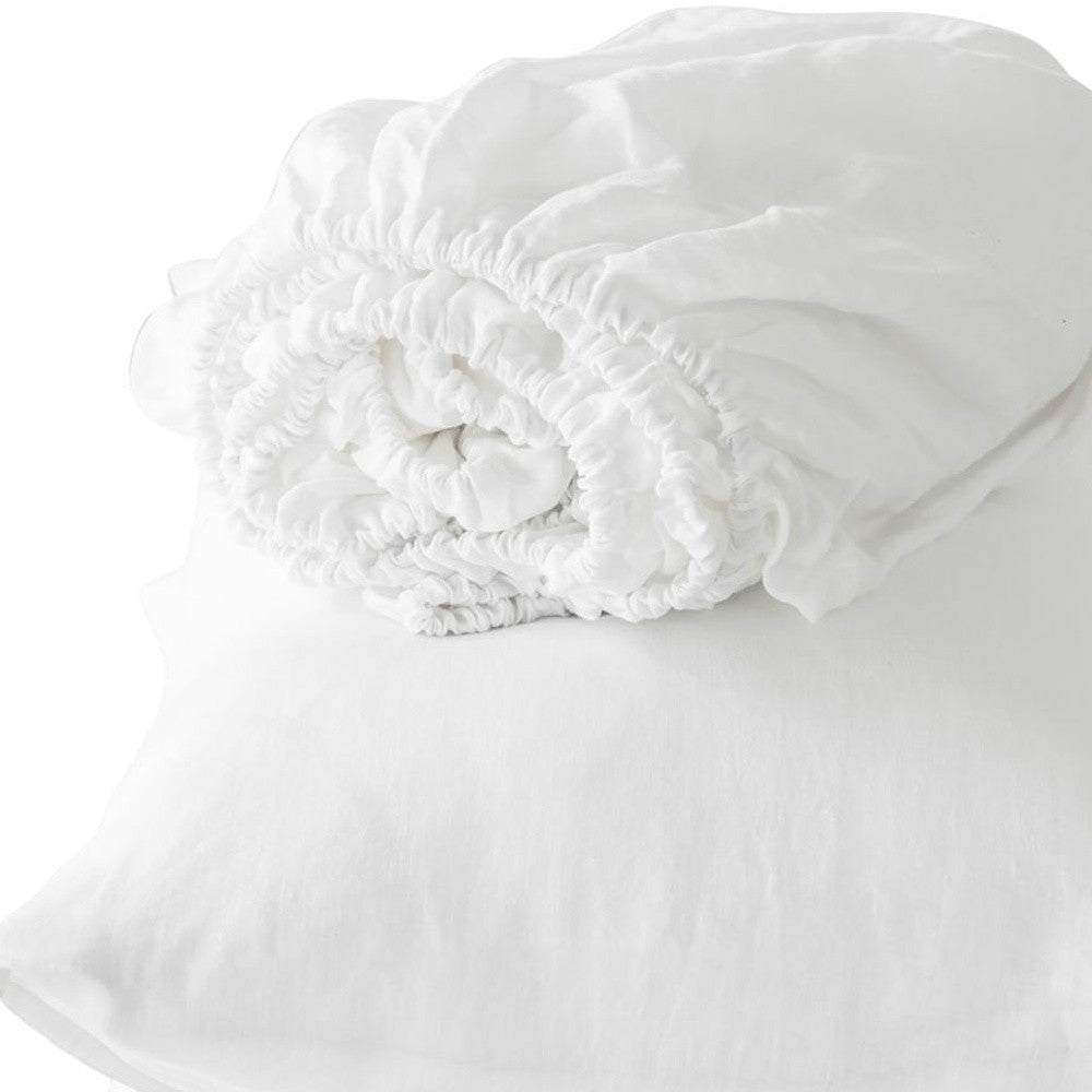 Four Piece Ivory Linen Sheet Set-Bed Sheets-DECOROLALA