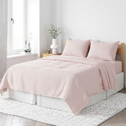 Light Pink Linen King Flat Sheet-Bed Sheets-DECOROLALA
