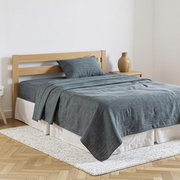 Slate Gray Linen Twin Flat Sheet-Bed Sheets-DECOROLALA