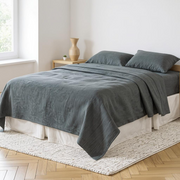 Slate Gray Linen King Flat Sheet-Bed Sheets-DECOROLALA