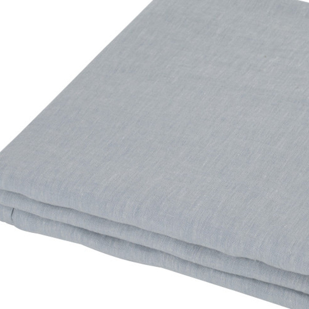 Blue Linen Full Double Flat Sheet-Bed Sheets-DECOROLALA