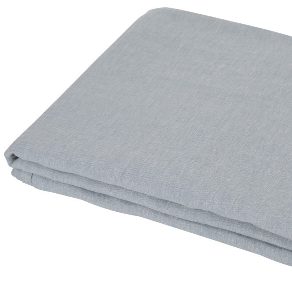 Blue Linen Full Double Flat Sheet-Bed Sheets-DECOROLALA